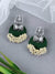 Stylish Oxidised SIlver Shiva trisula Design Green Fabric Earrings for Women & Girls