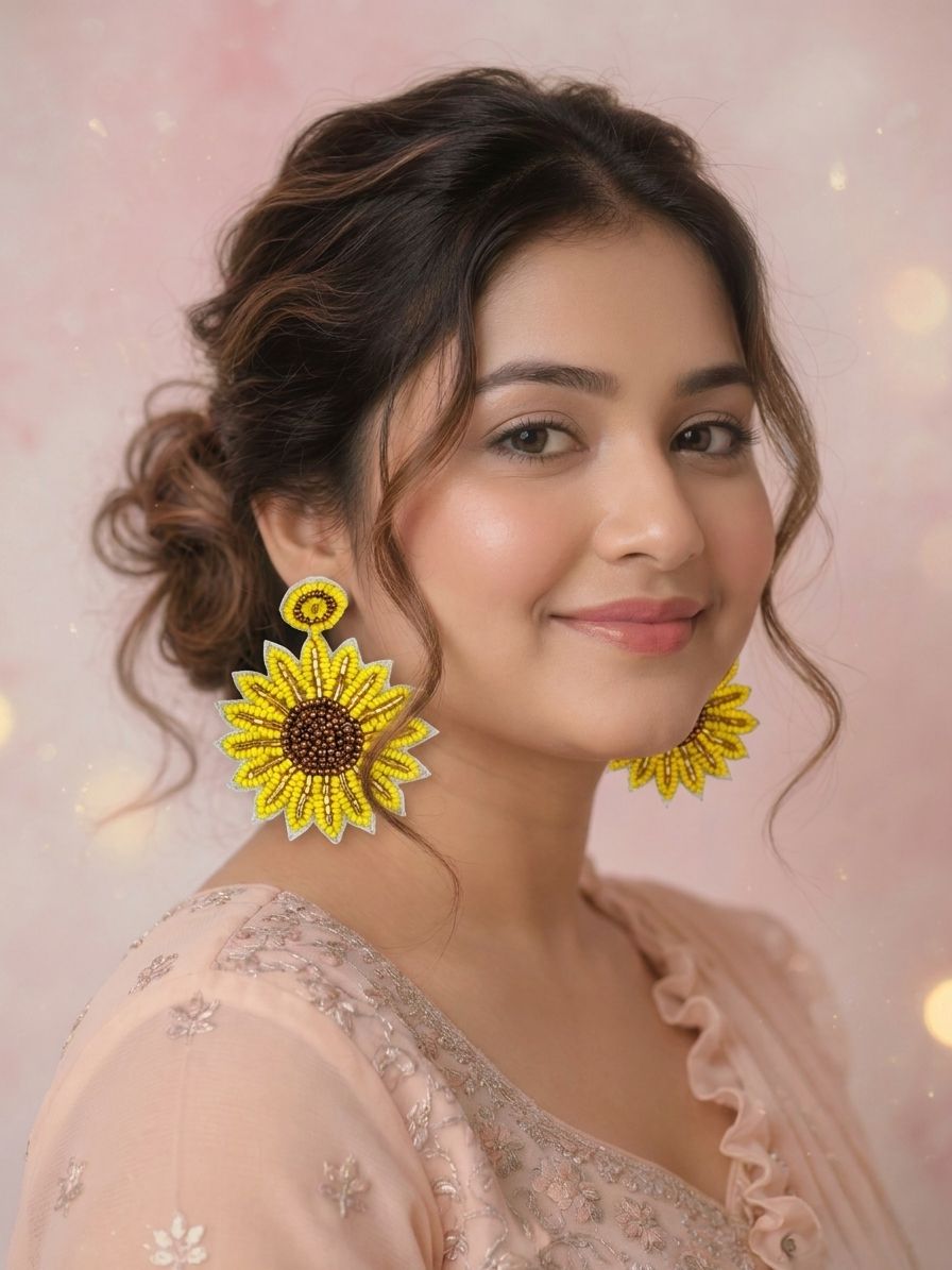 Sunflower Splendor: Handmade Beaded Jewelry for Women & Girls
