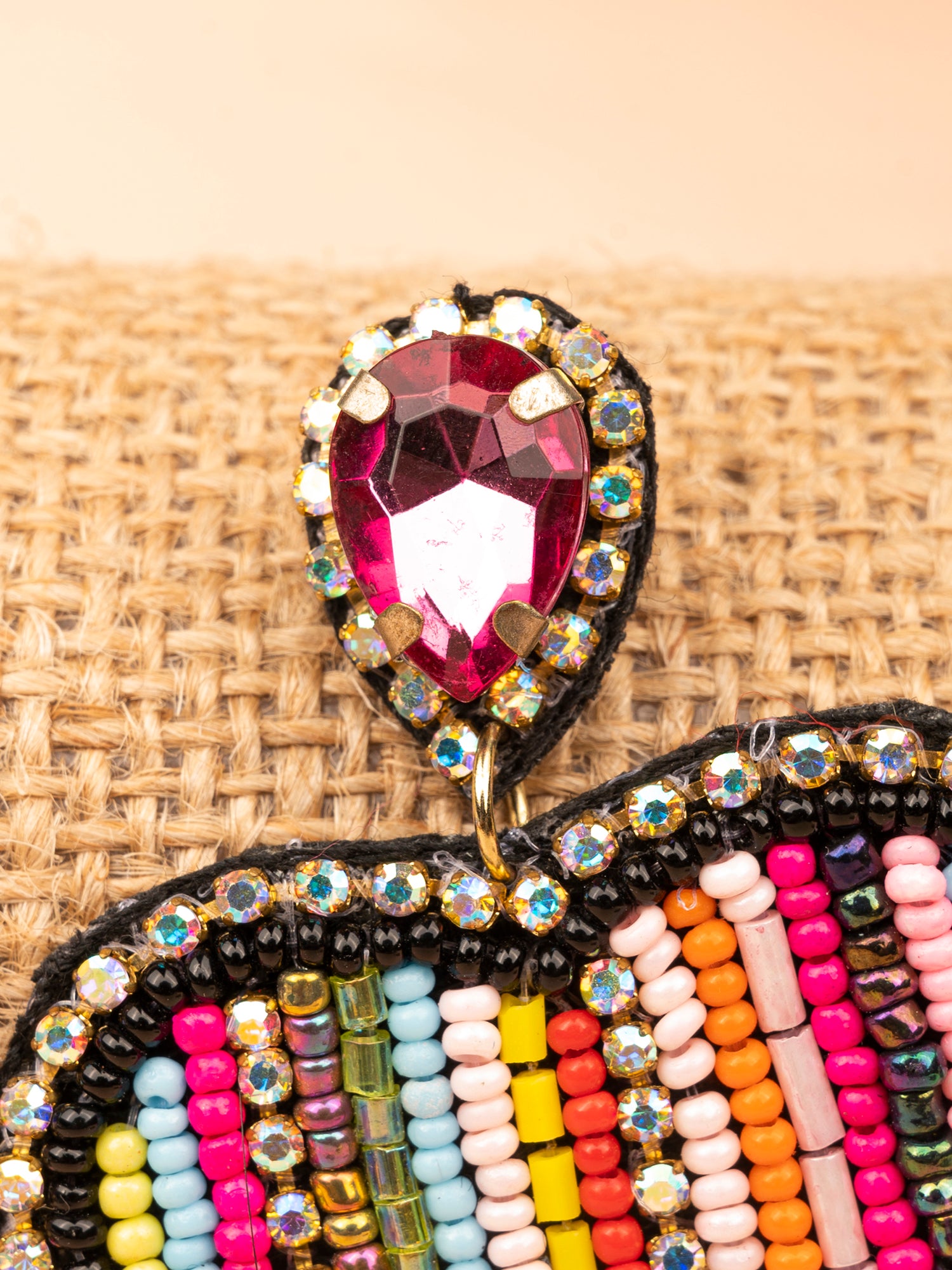 Vibrant Love Cascade: Handcrafted Multi-Color Beaded Heart Earrings for Women & Girls