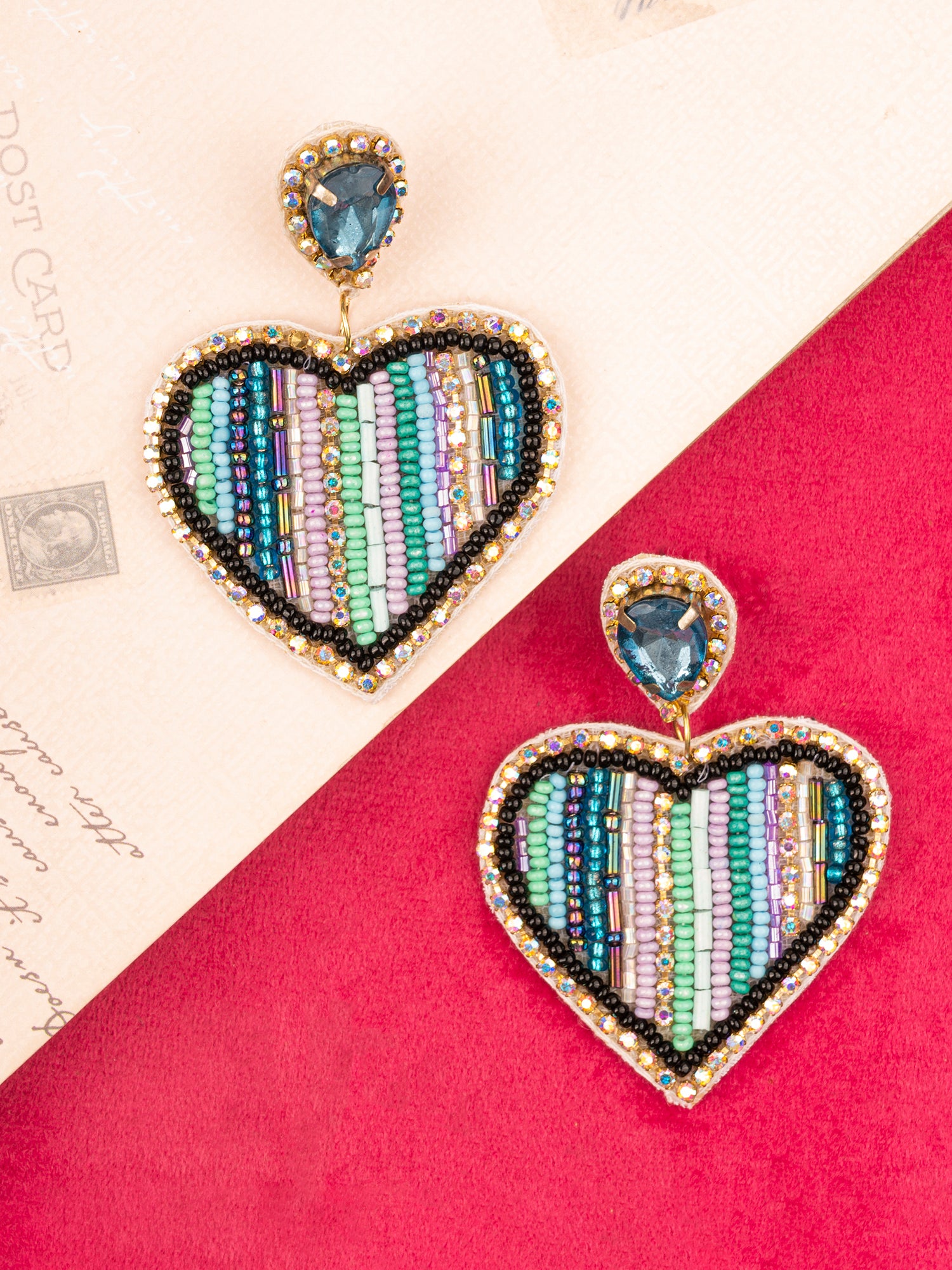 Festive Spirit: Delicate Handcrafted Heart-Shaped Beads Earrings