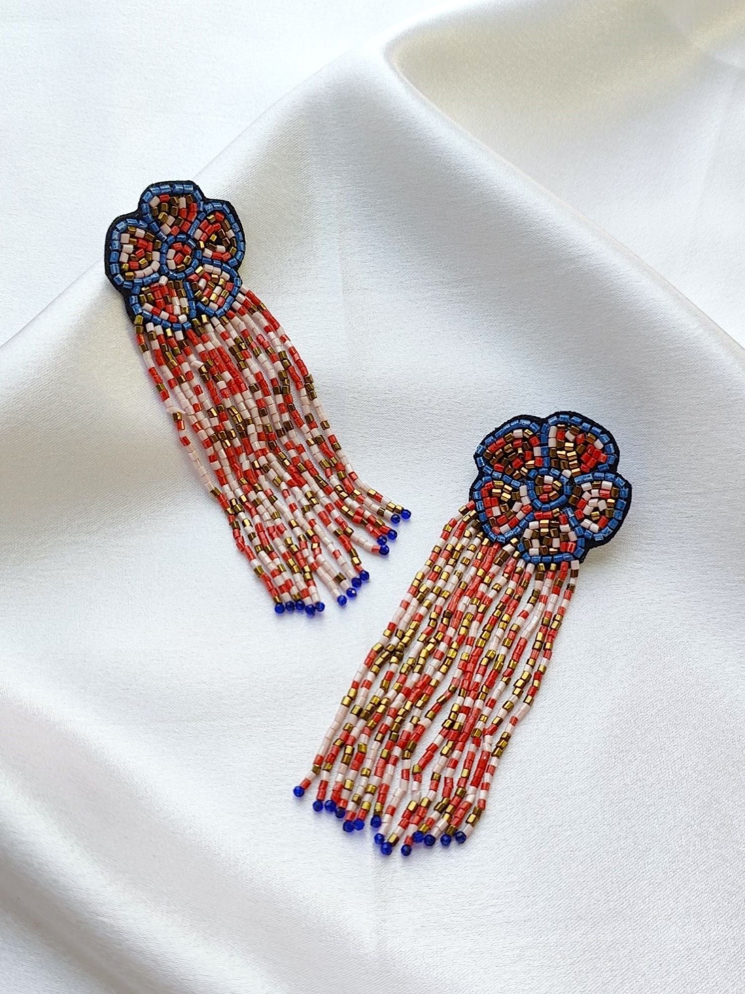 Vibrant Multicolor Handmade Floral Tassel Earrings - A Quirky Fashion Statement for Women