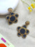 Black-Gold Beaded Flower Earrings for Women and Girls