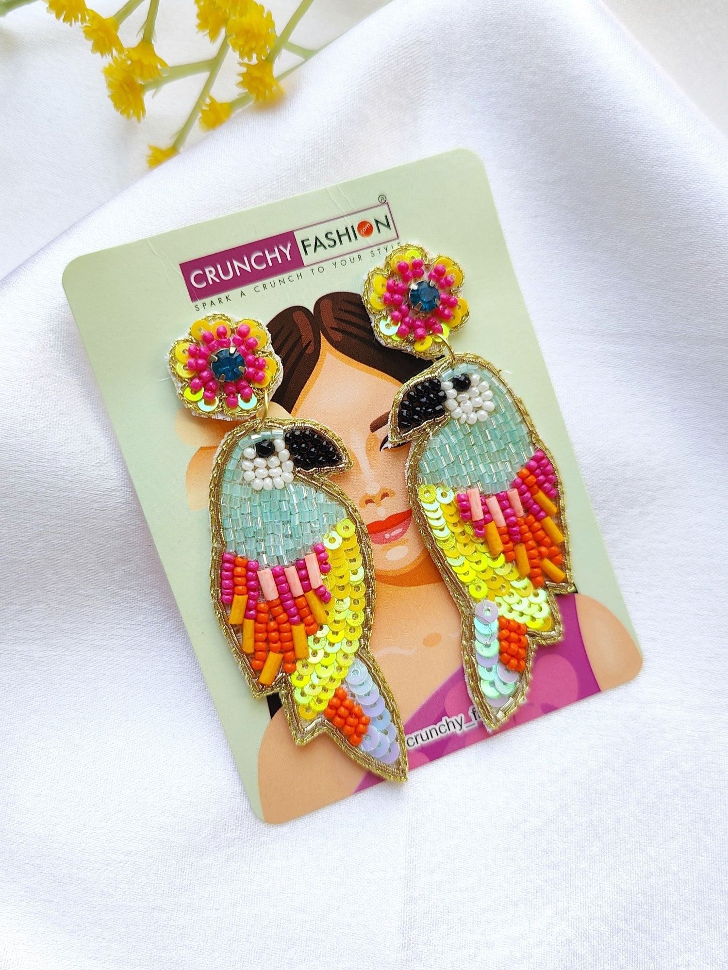Playful Parrot - Multicolor Beaded Drop Earrings for Fashion-Forward Women and Girls