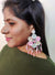 Pastel Pink-Mint Green Handmade Beaded Chaandbali Earrings for Haldi Mehndi