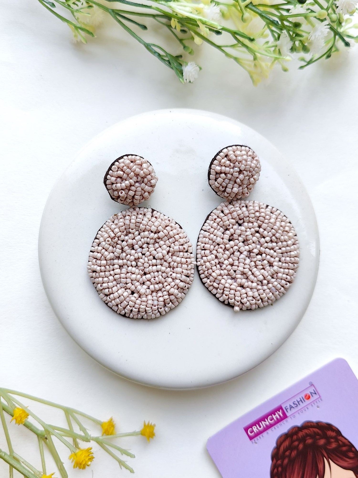 Handcrafted Sky Blue Beaded Danglers: A Fashionista's Statement Earrings