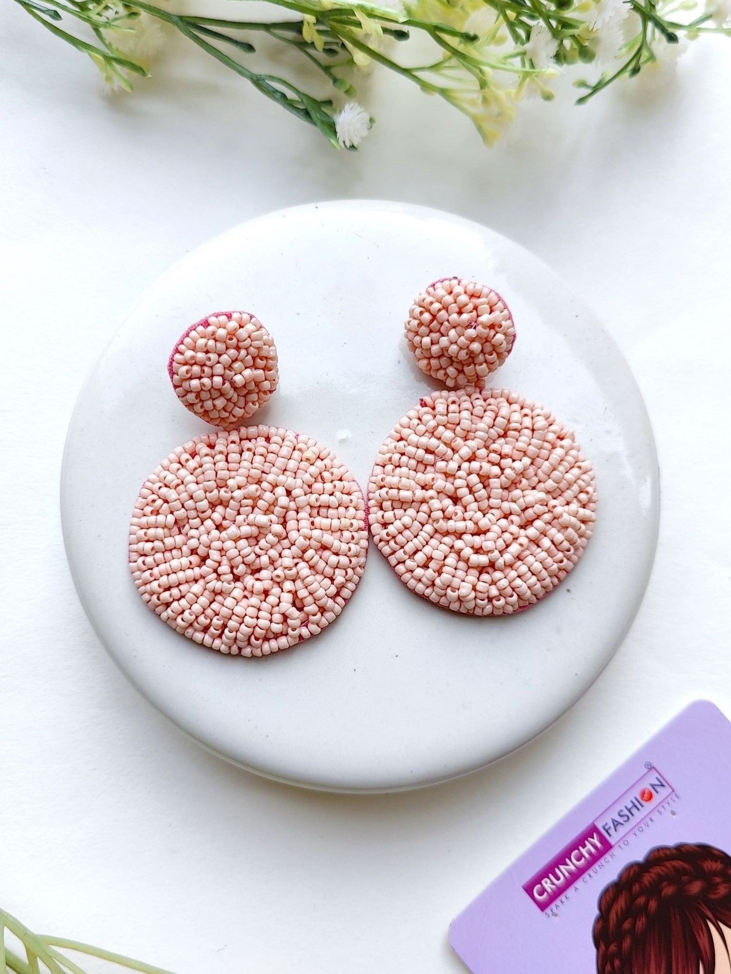 Handcrafted Sky Blue Beaded Danglers: A Fashionista's Statement Earrings