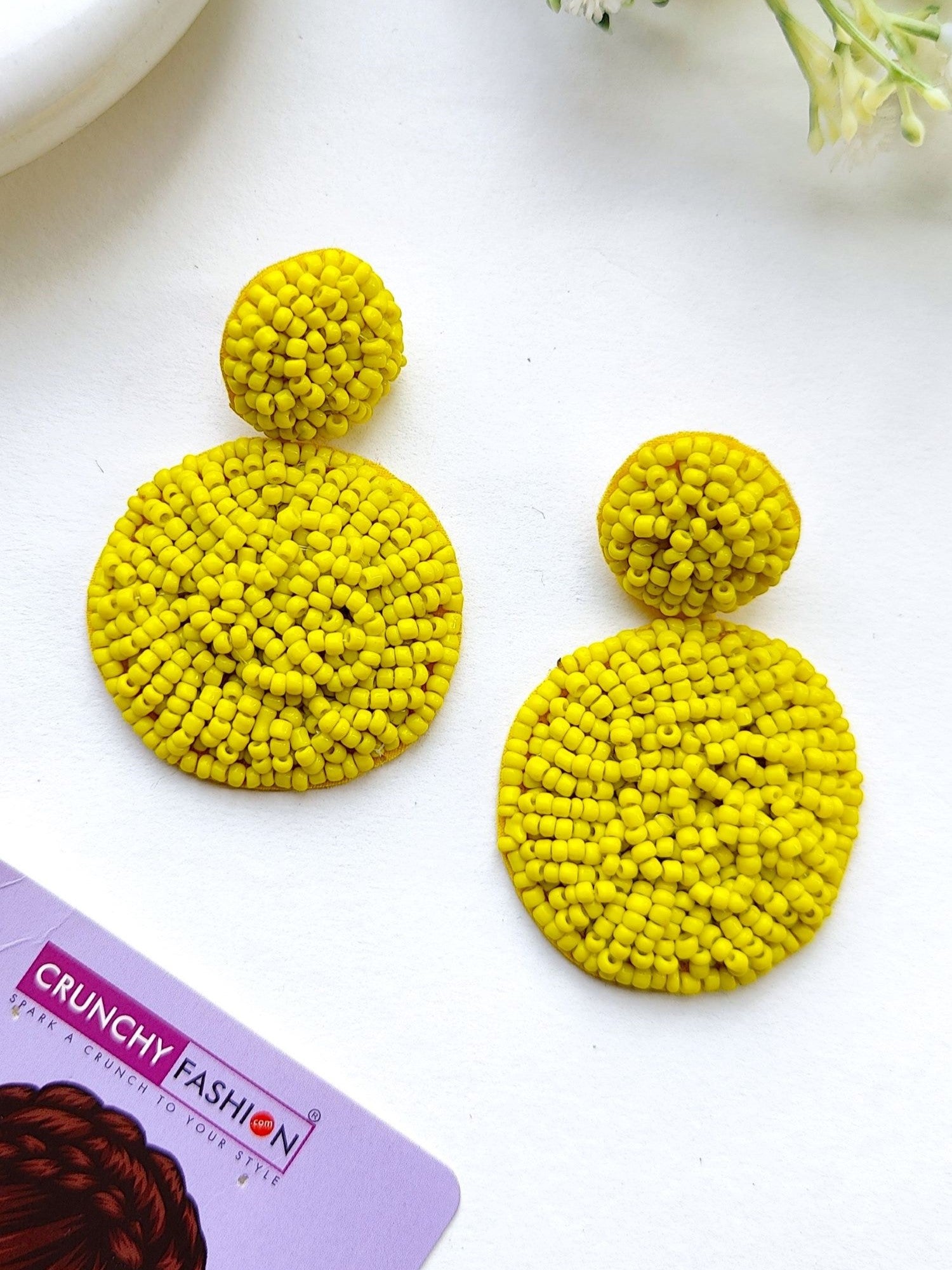 Handcrafted Sky Blue Beaded Danglers: A Fashionista's Statement Earrings