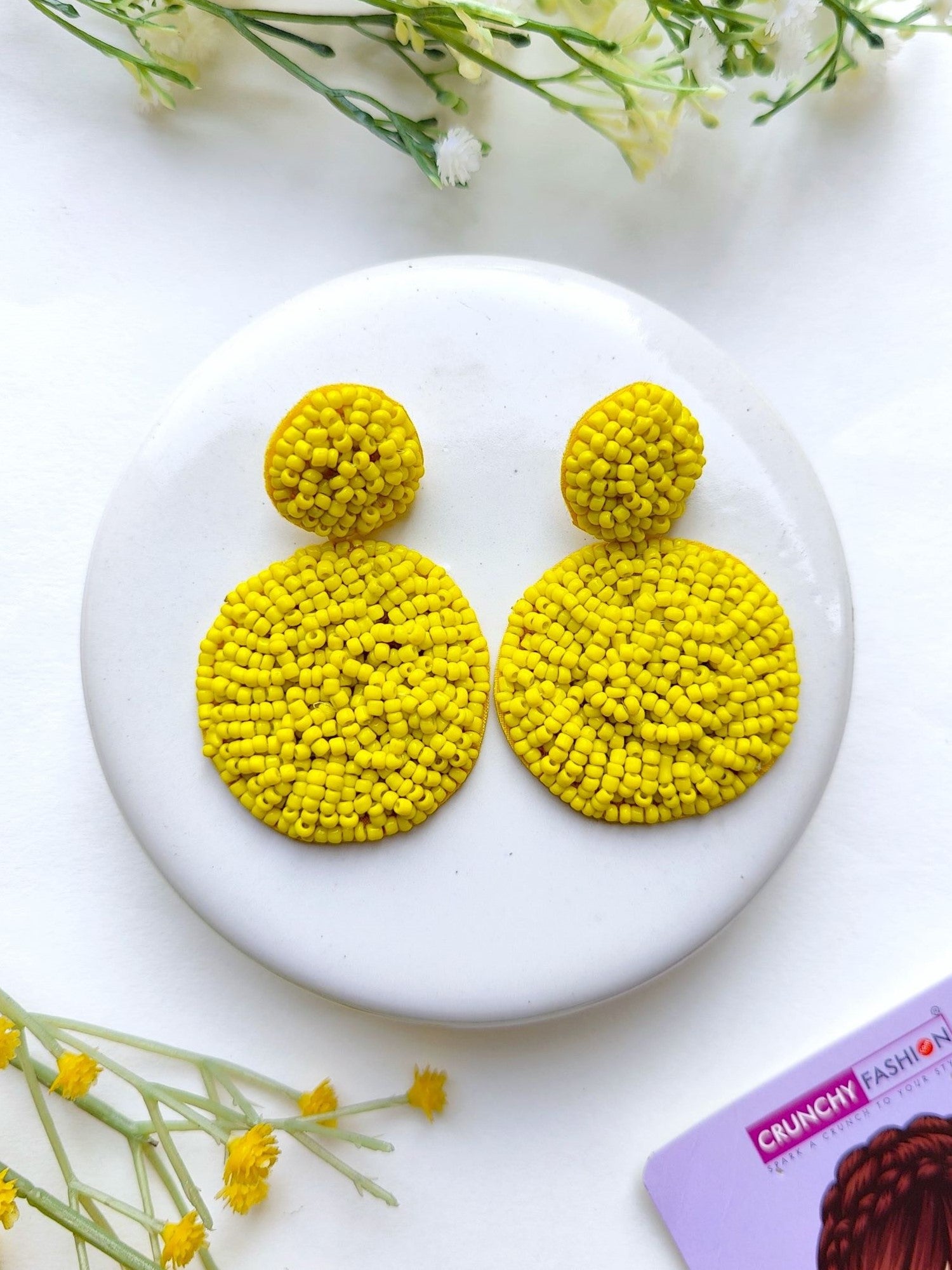 Handcrafted Sky Blue Beaded Danglers: A Fashionista's Statement Earrings