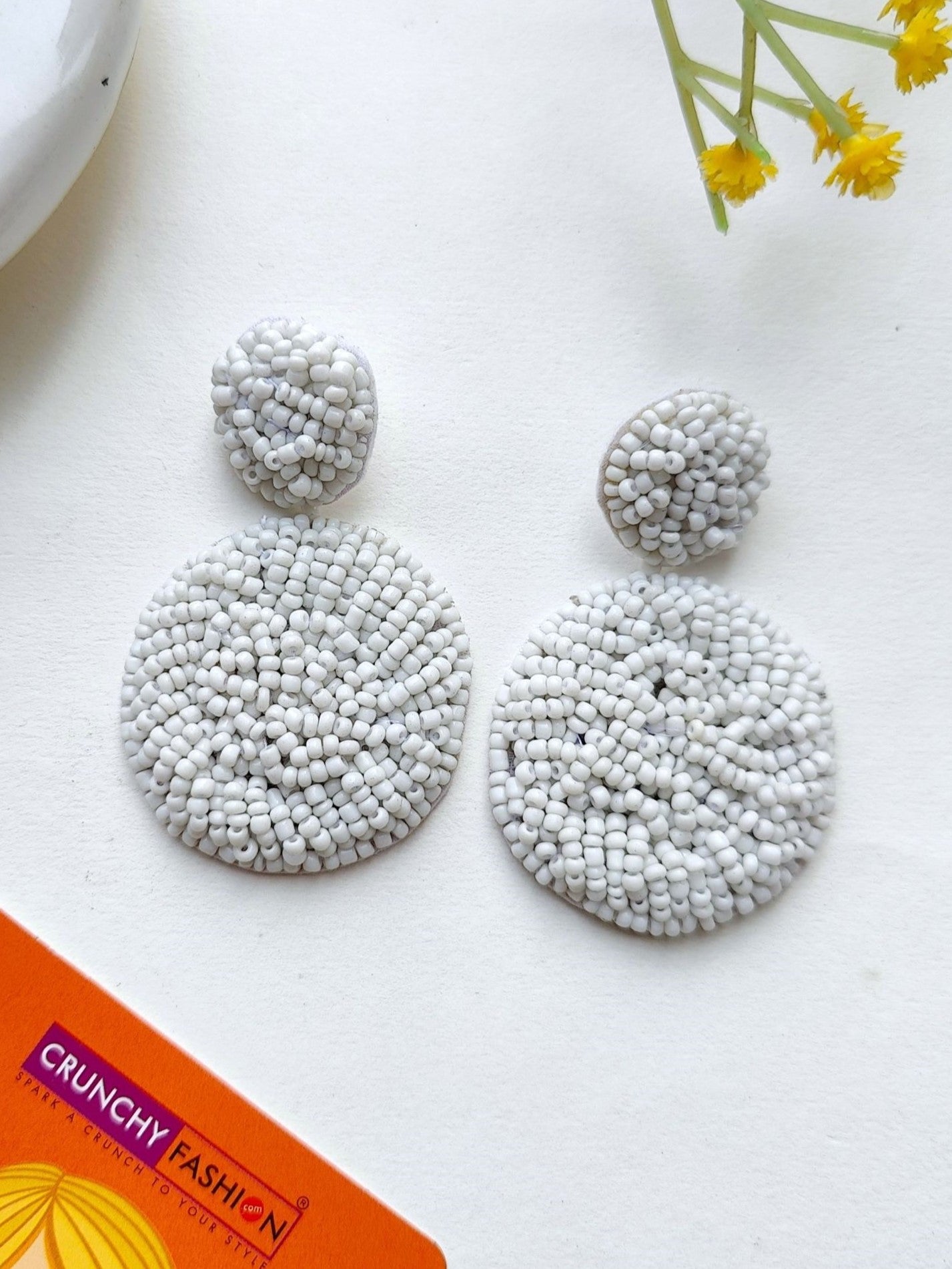 Handcrafted Sky Blue Beaded Danglers: A Fashionista's Statement Earrings