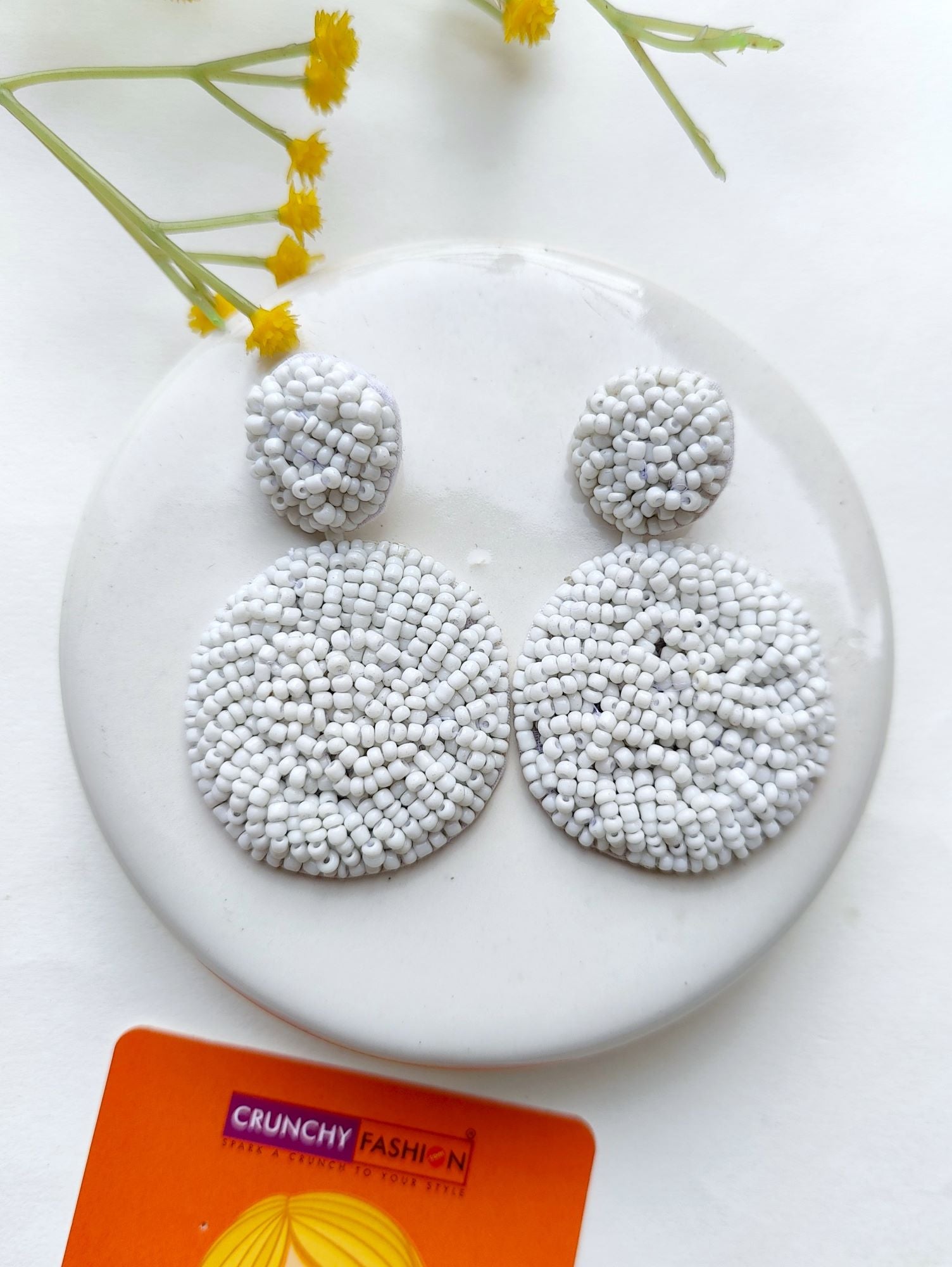 Handcrafted Sky Blue Beaded Danglers: A Fashionista's Statement Earrings