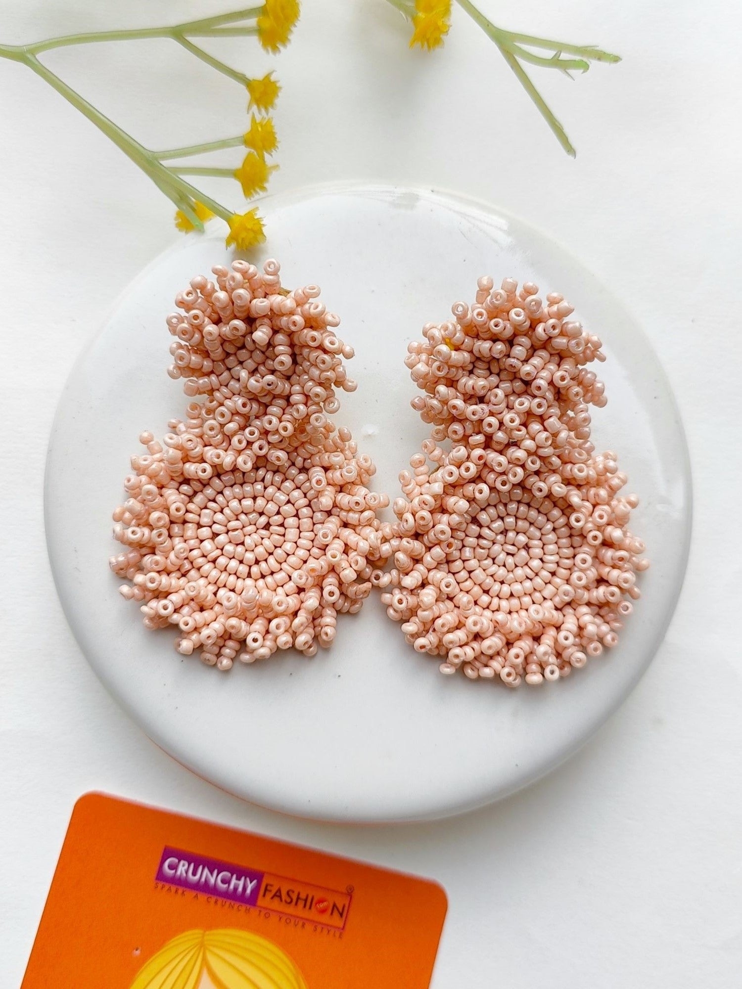 Peachy Zodiac Charm: Handmade Beaded Dangler Earrings for Fashion-Forward Femmes