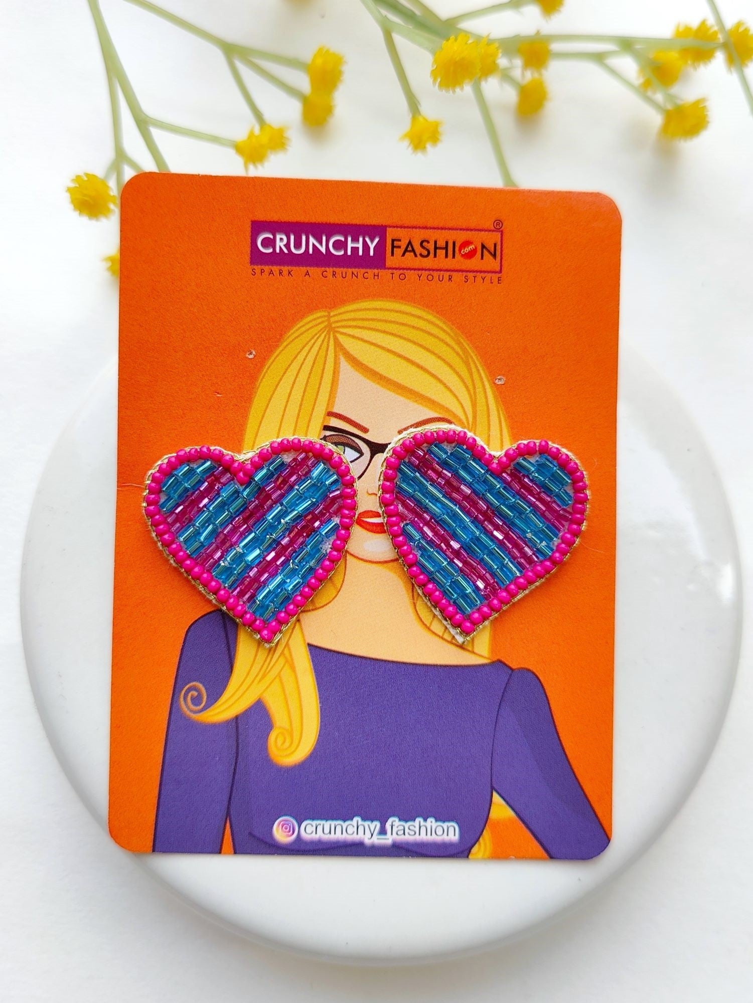 Boho-Chic Heart Stud Beaded Earrings: Handmade Valentine's Day Gift for Women and Girls