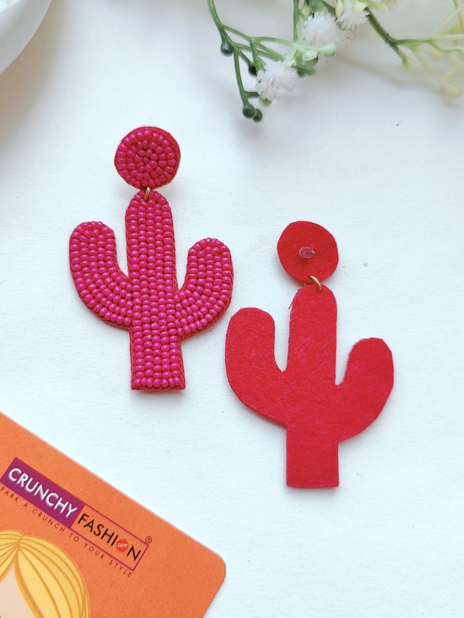 Green Cactus Beaded Earrings: Handcrafted Luxury for Modern Women