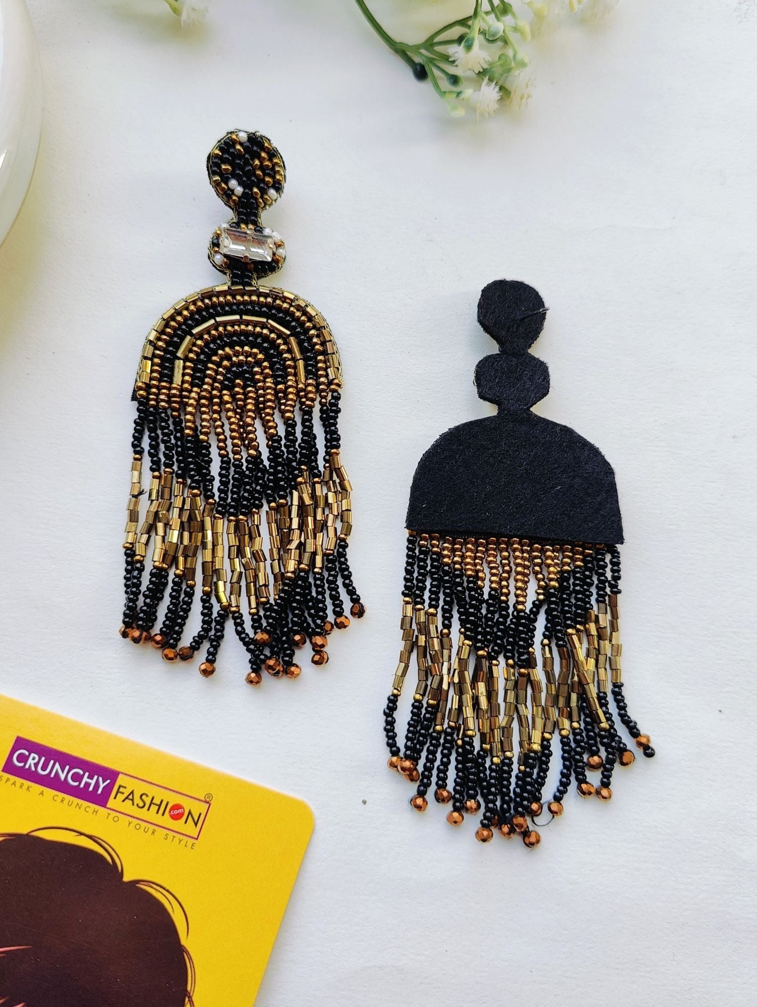 Spring Radiance: Handmade Yellow-White Beaded Hoop Earrings for Fashion-forward Women