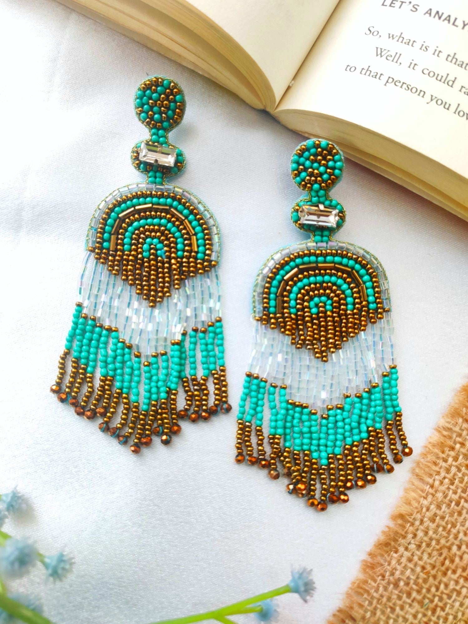 Spring Radiance: Handmade Yellow-White Beaded Hoop Earrings for Fashion-forward Women