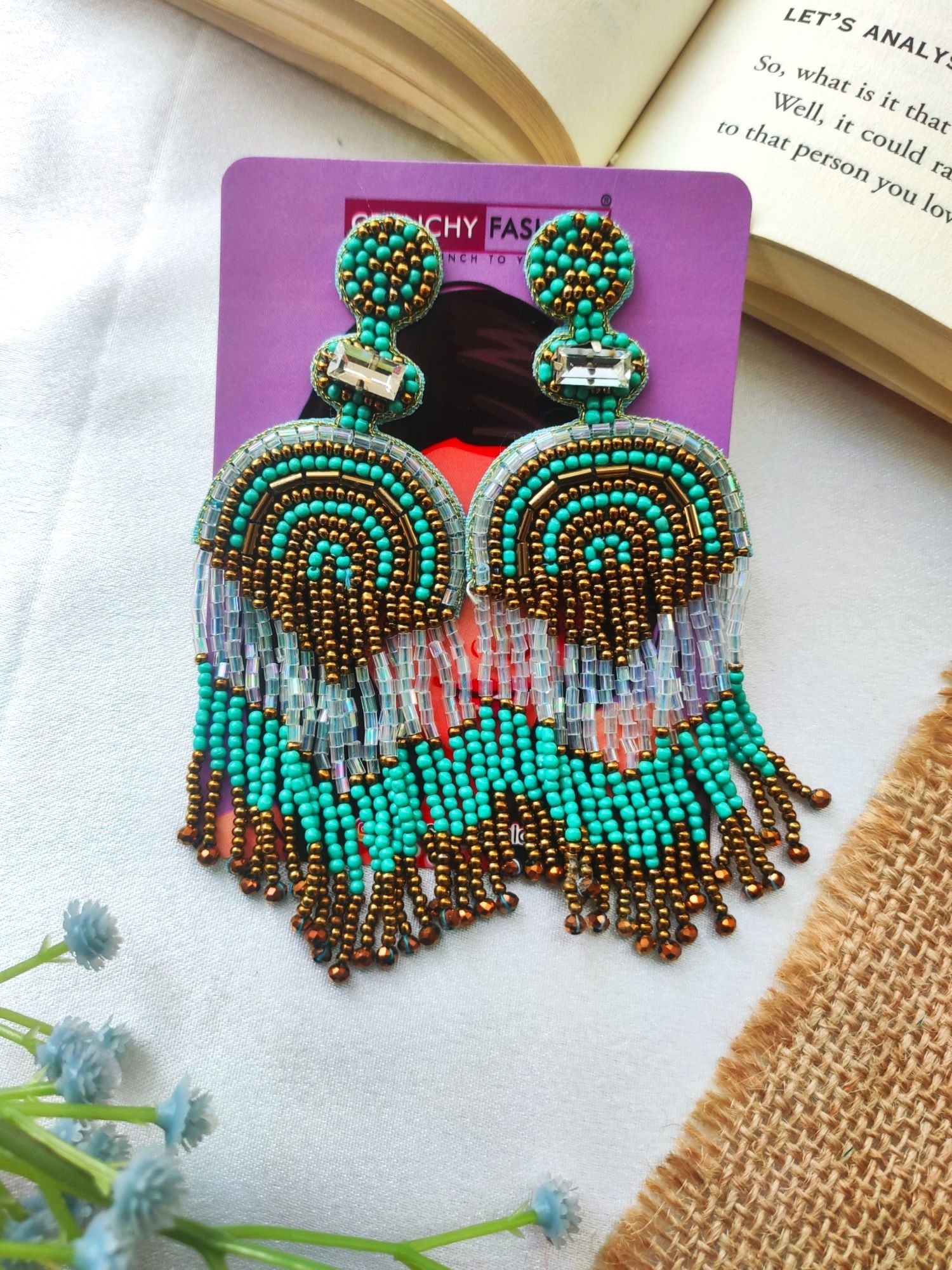 Spring Radiance: Handmade Yellow-White Beaded Hoop Earrings for Fashion-forward Women