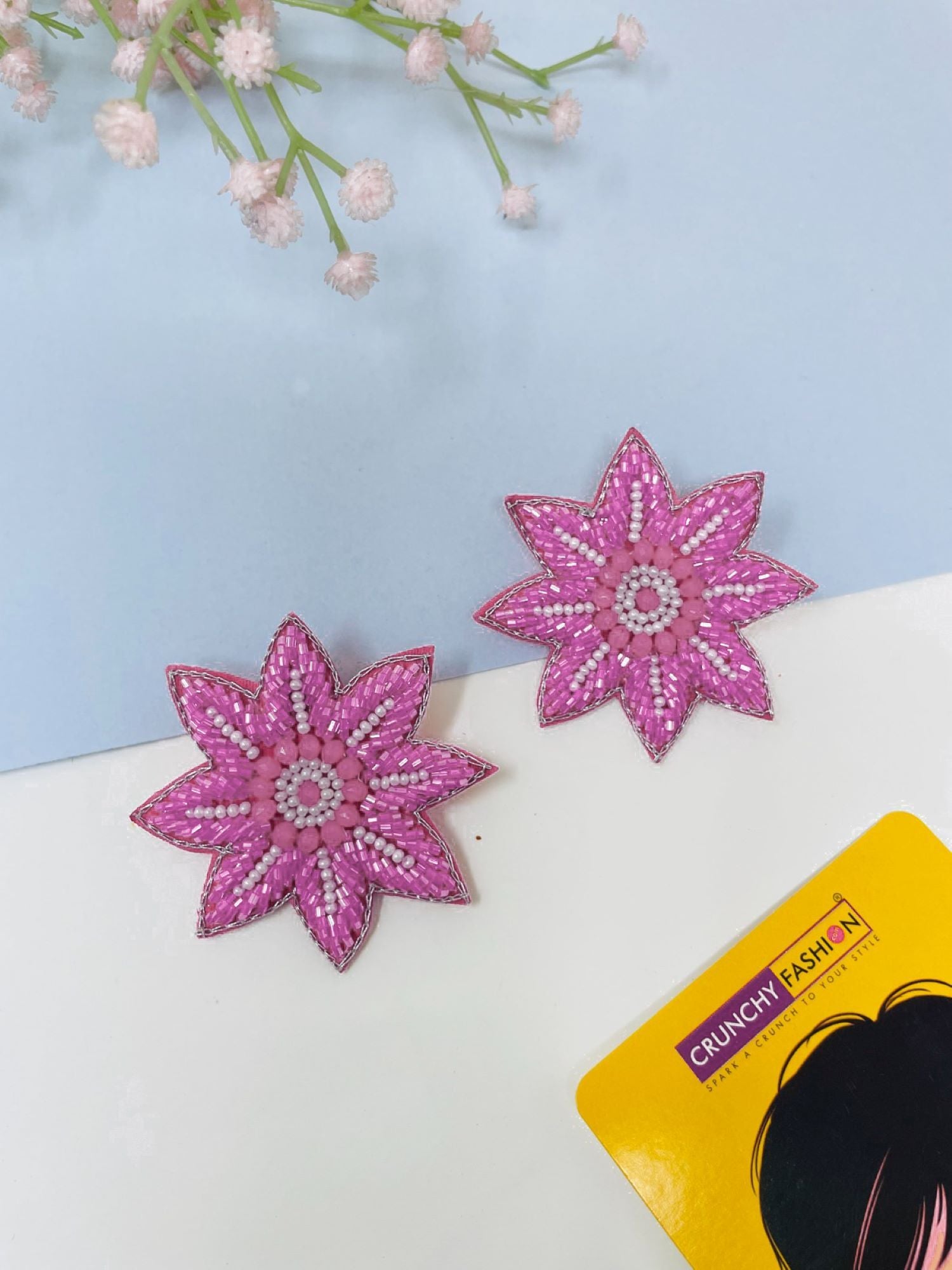 Blossoming Summer Bliss: Pink Floral Handmade Stud Earrings