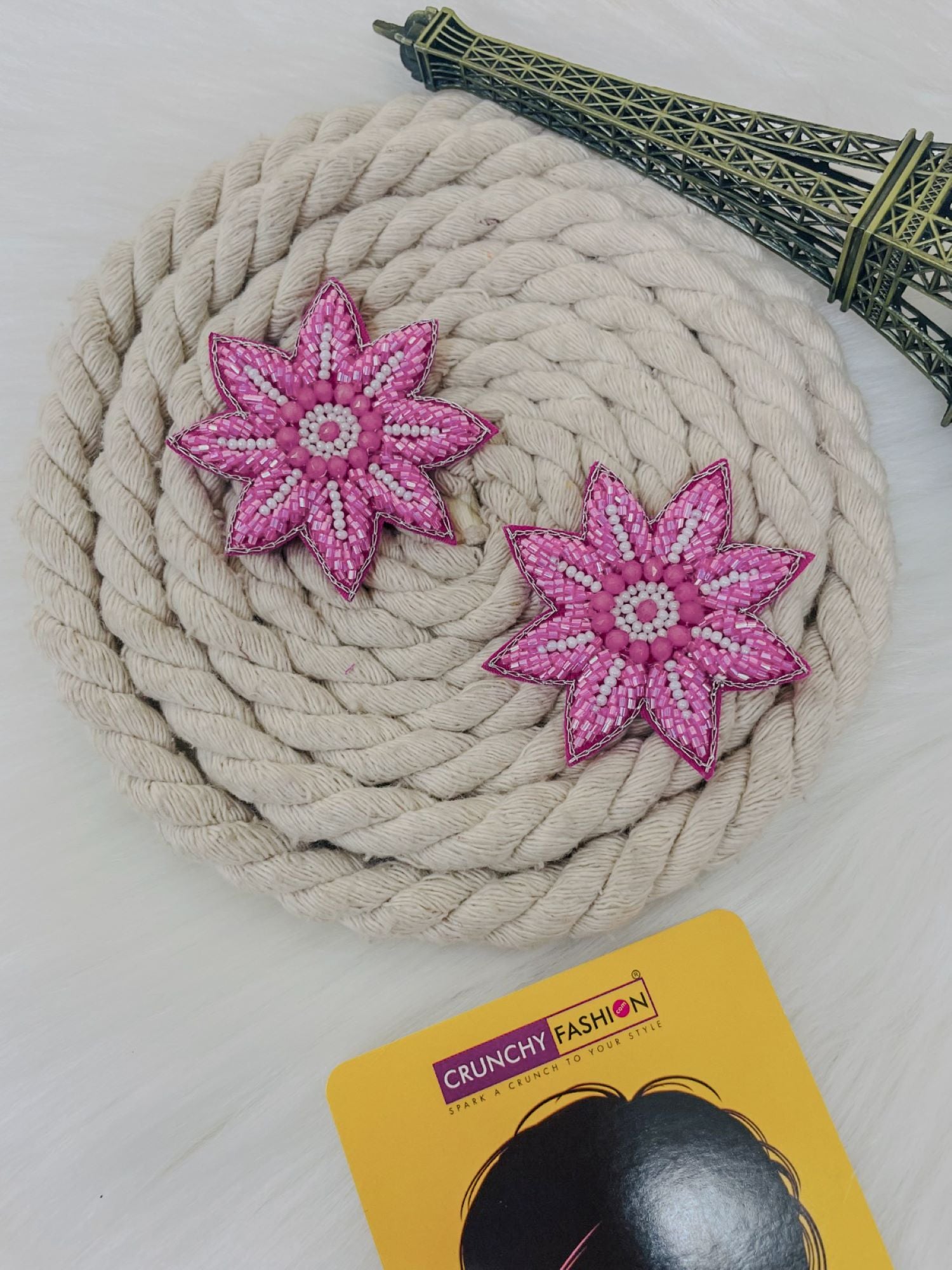 Blossoming Summer Bliss: Pink Floral Handmade Stud Earrings