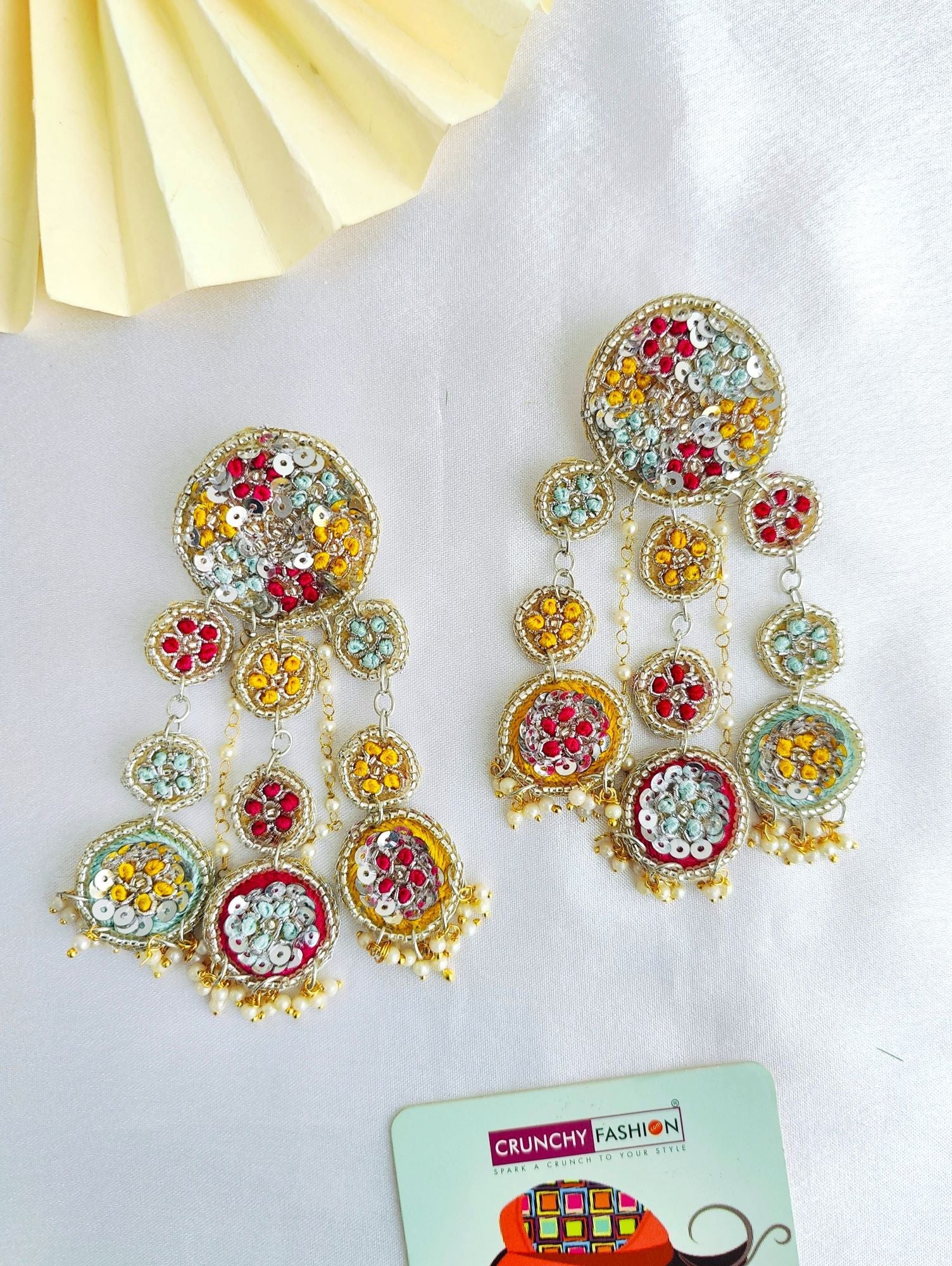 Sophisticated Handmade Beaded Earrings for Haldi-Mehndi Celebrations