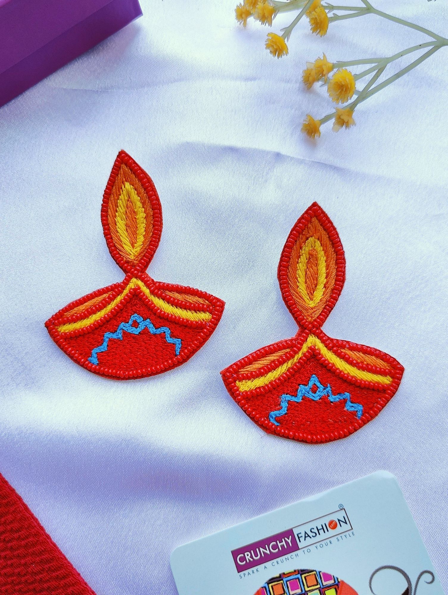 Red beaded handmade earrings from HANDICRAFT collection, ideal for Women and Girls for daily use, festivals or birthdays.