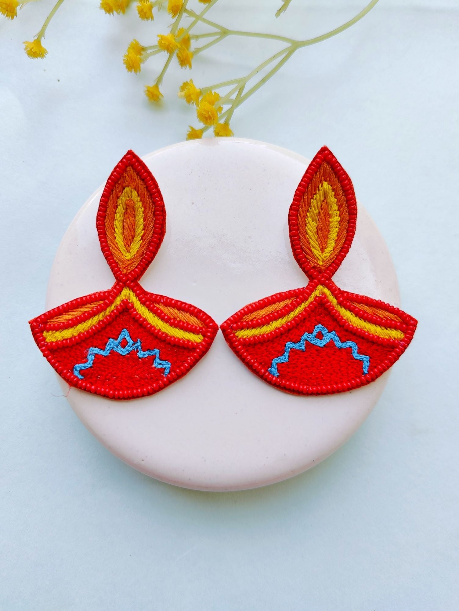 Red beaded handmade earrings from HANDICRAFT collection, ideal for Women and Girls for daily use, festivals or birthdays.