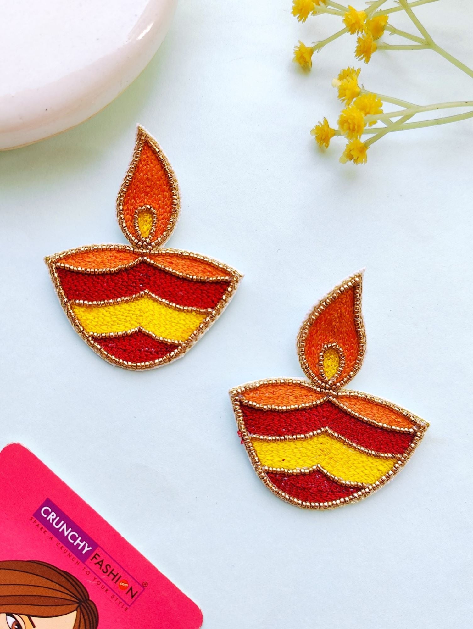 Orange beaded handmade earrings for women, ideal for daily use or festive occasions like Diwali, part of HANDICRAFT collection with push back piercing fixation.