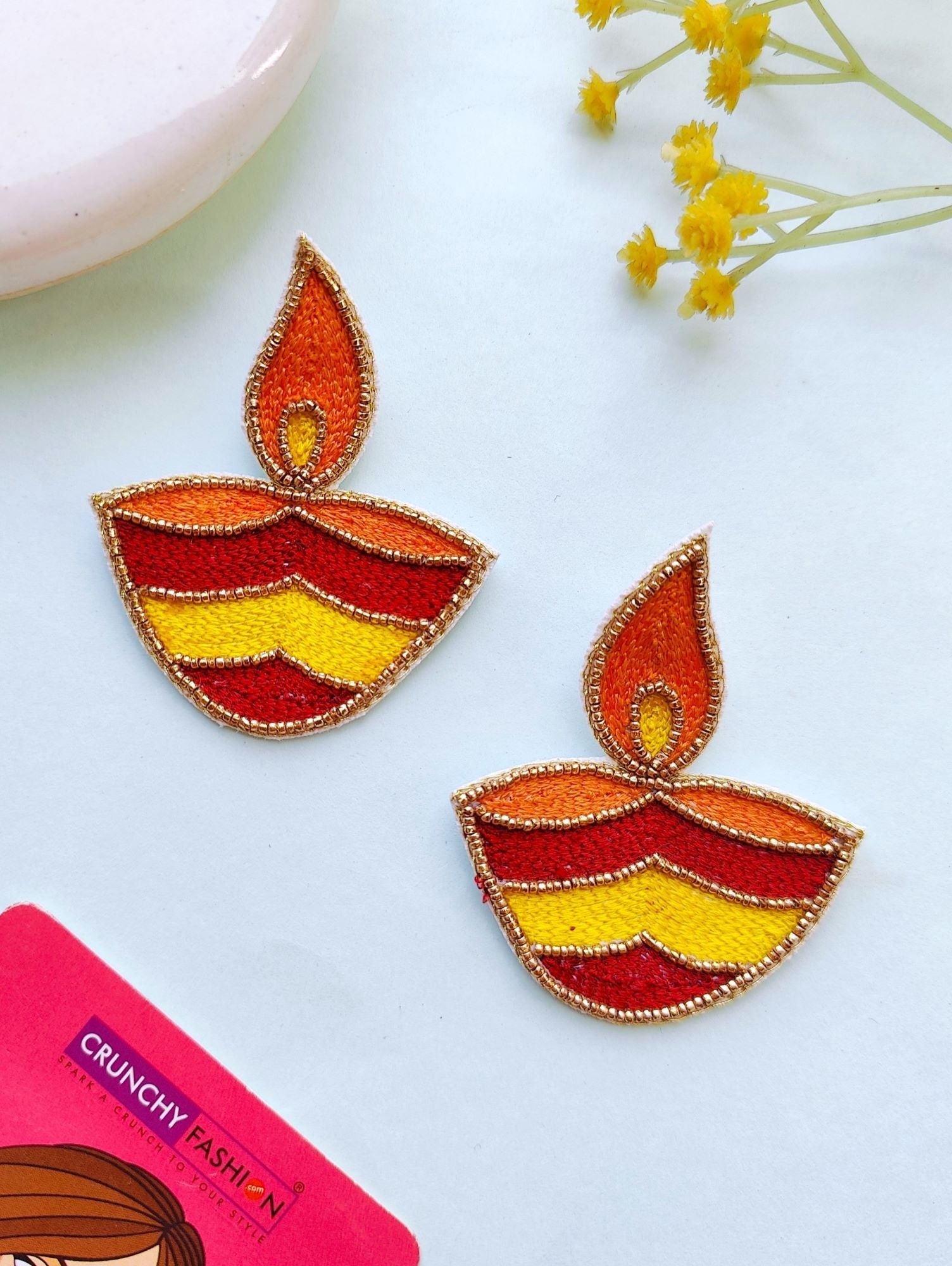Orange beaded handmade earrings for women, ideal for daily use or festive occasions like Diwali, part of HANDICRAFT collection with push back piercing fixation.