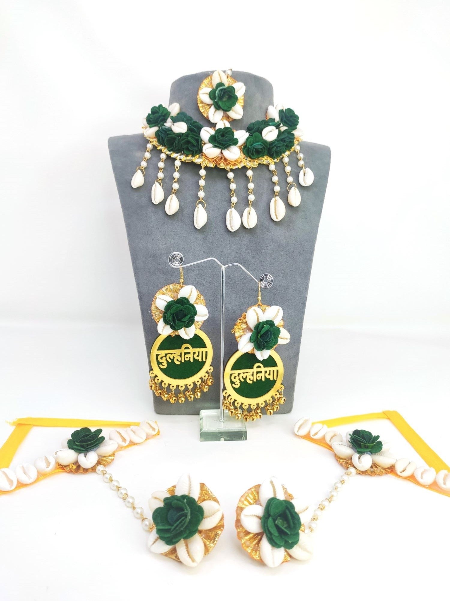 Green Floral Dulhaniya Mehndi Bridal Jewellery Set