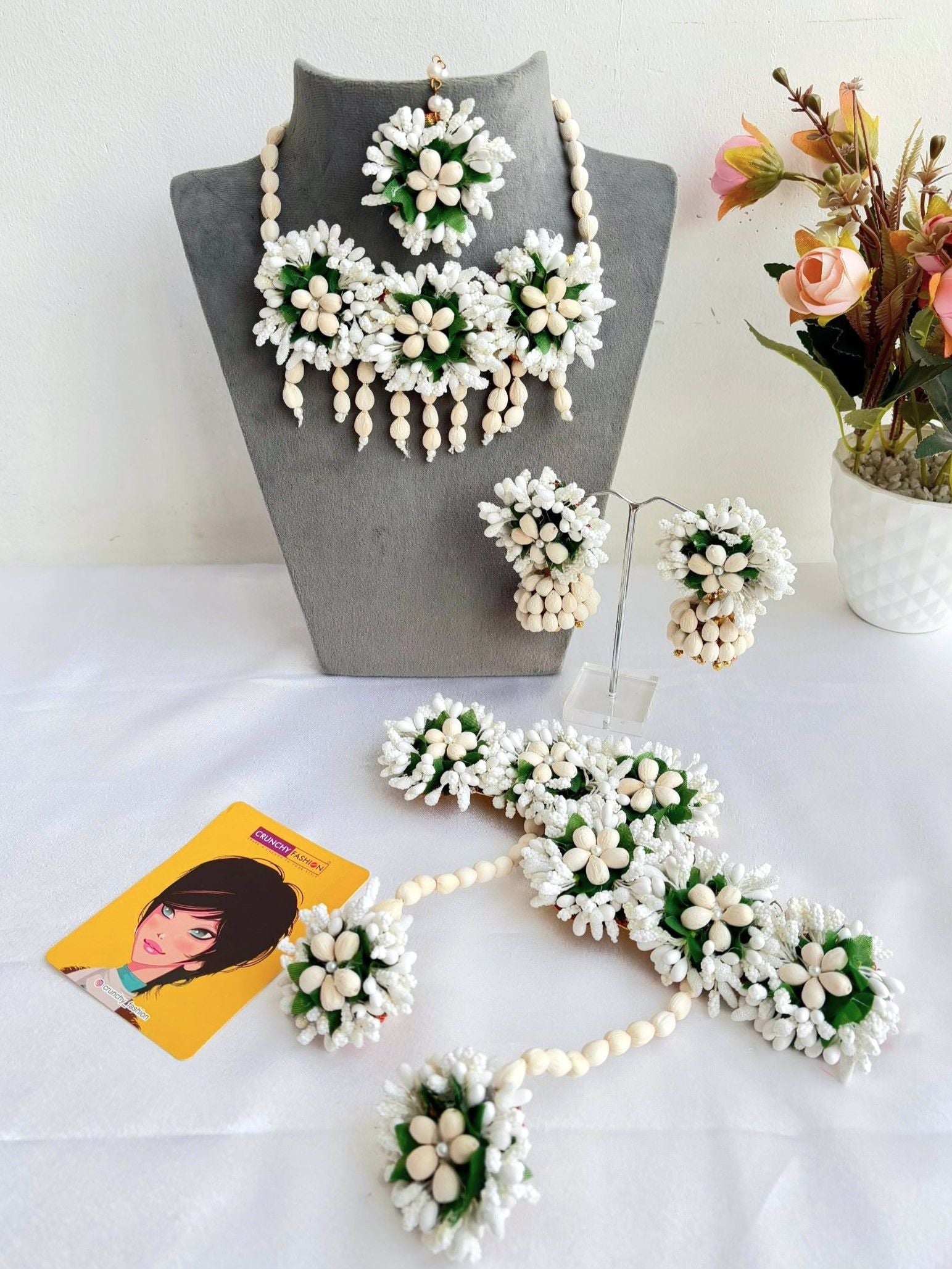 Radiant Sunrise Haldi-Mehndi Floral Jewellery Set