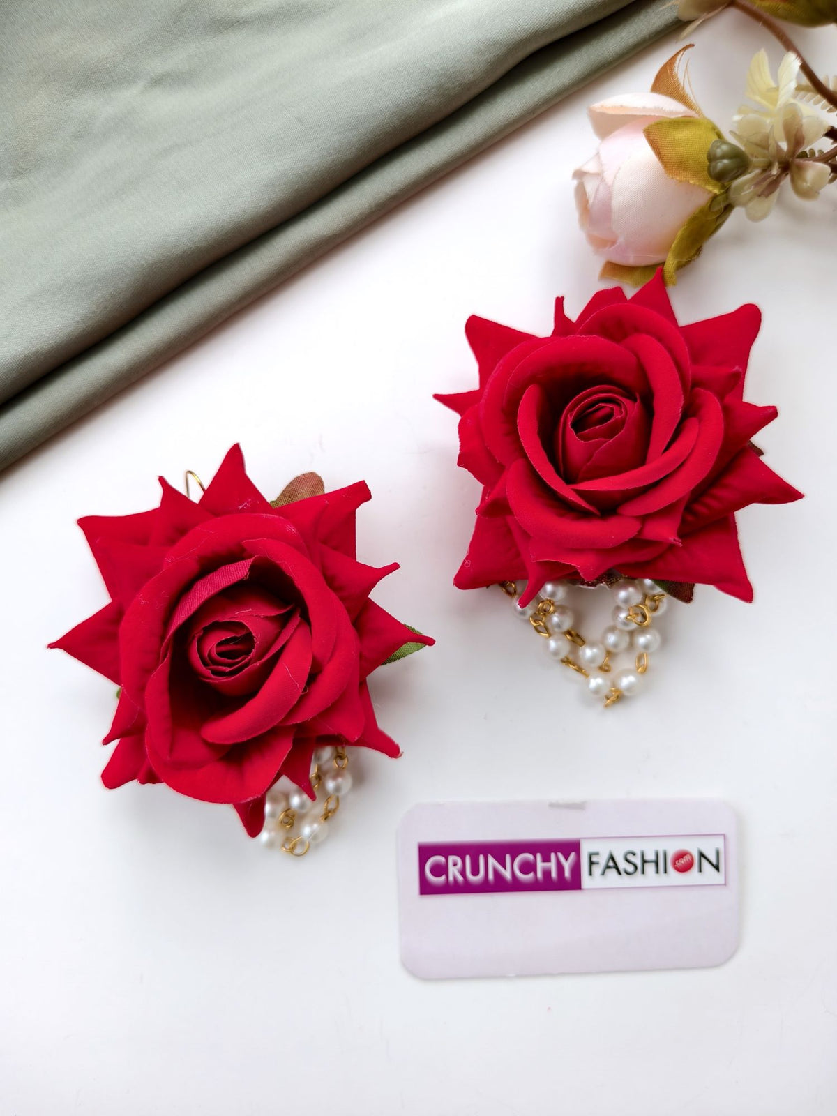 Elegant Bridal Red Rose Floral Jewellery Set for Haldi, Mehndi