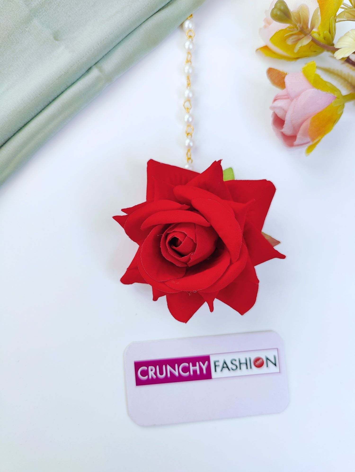 Elegant Bridal Red Rose Floral Jewellery Set for Haldi, Mehndi