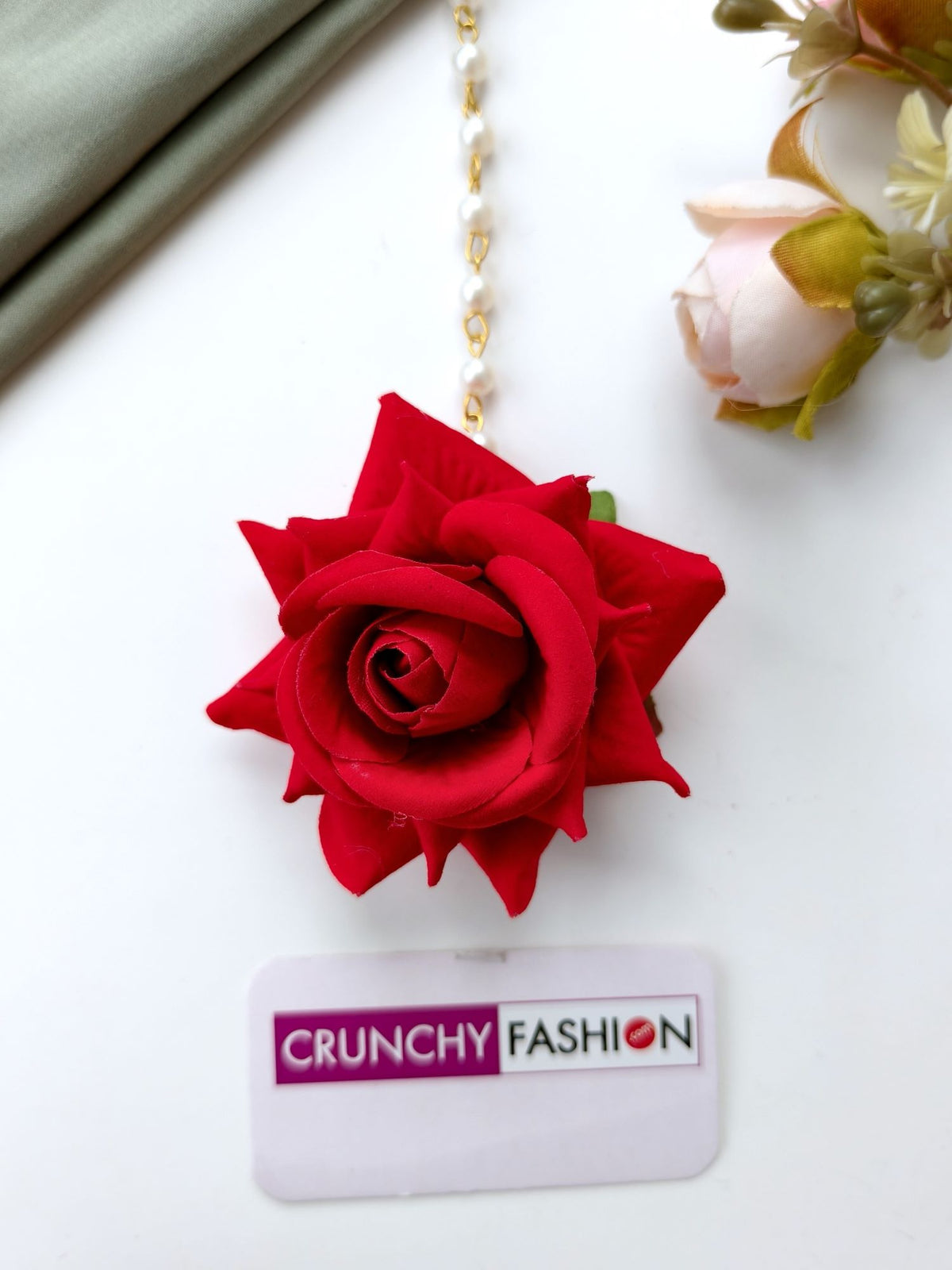 Elegant Bridal Red Rose Floral Jewellery Set for Haldi, Mehndi