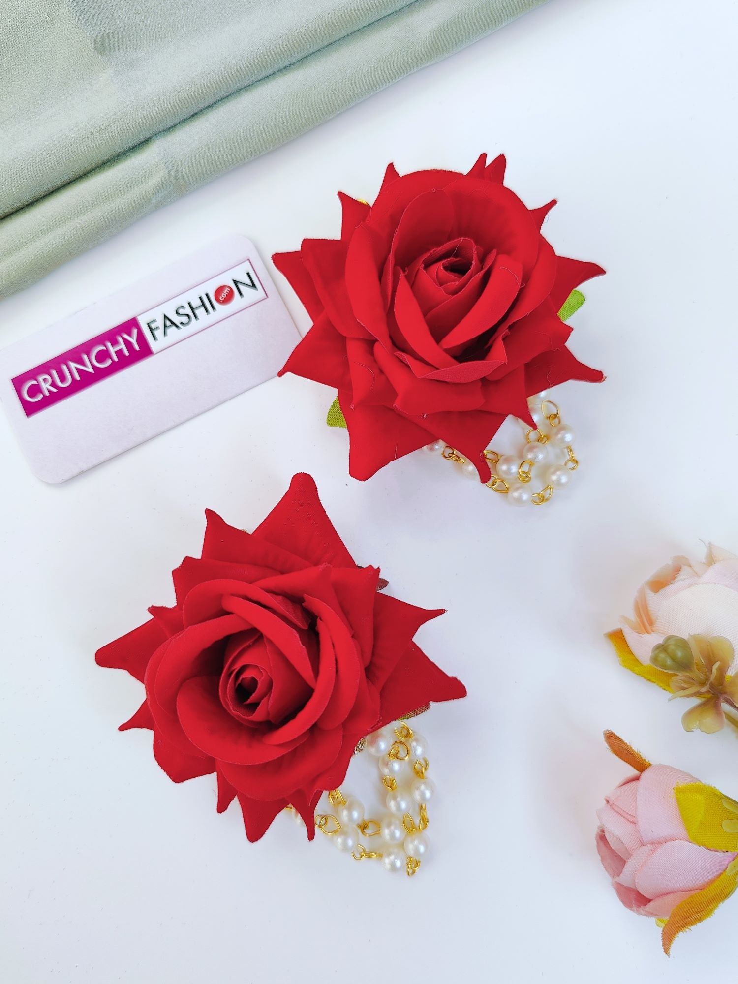 Elegant Bridal Red Rose Floral Jewellery Set for Haldi, Mehndi