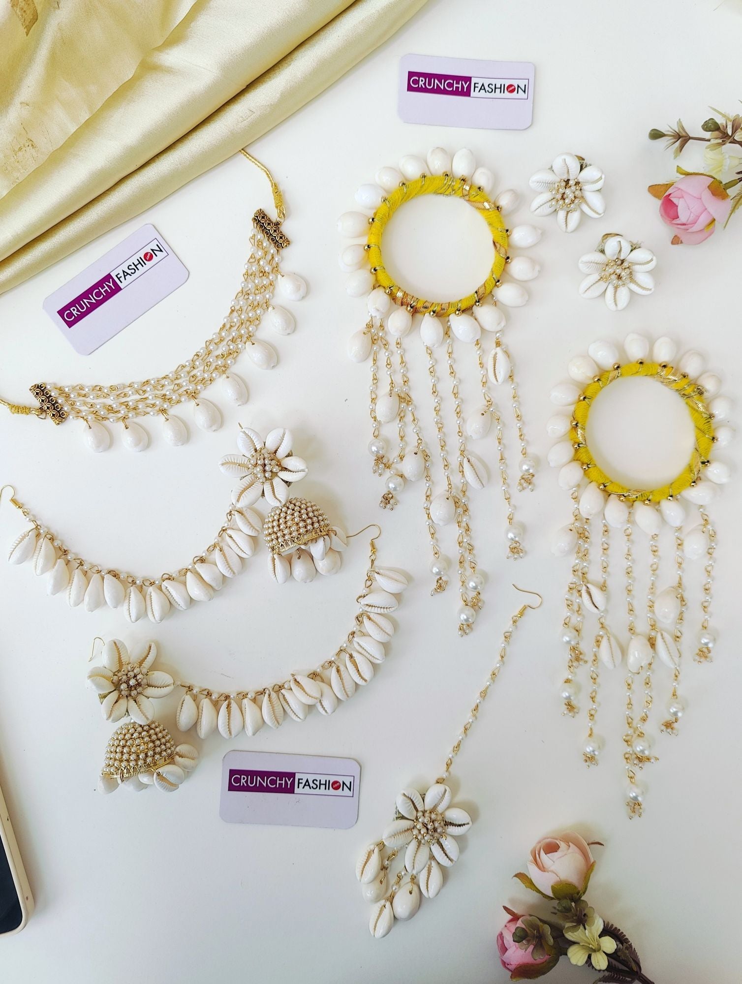 Pearl & Sea Shell Haldi Mehndi Jewellery Set