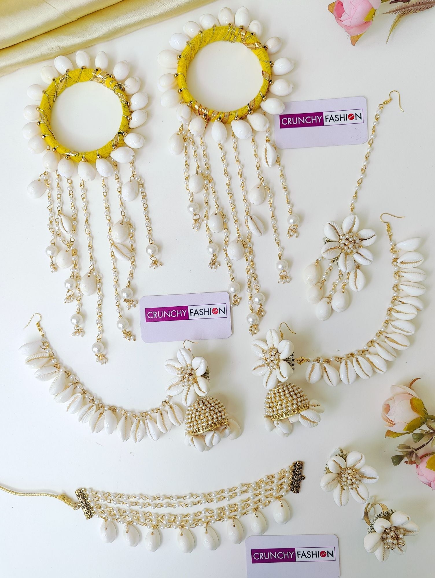 Pearl & Sea Shell Haldi Mehndi Jewellery Set
