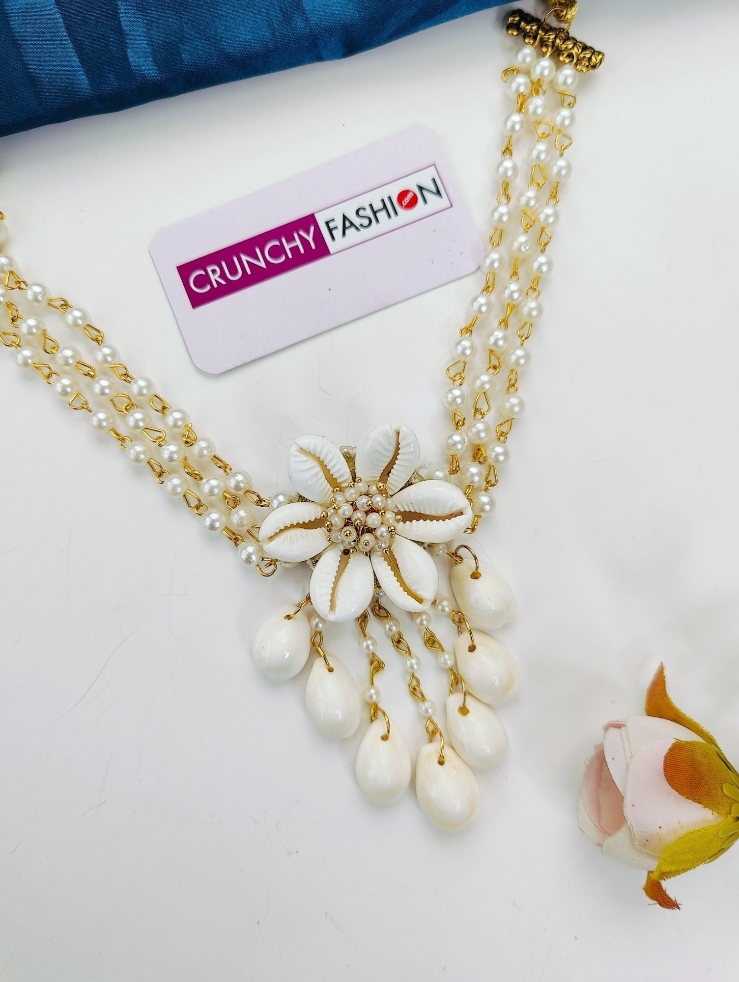 Haldi Mehndi Pearl & Sea Shell Flower Jewellery Set