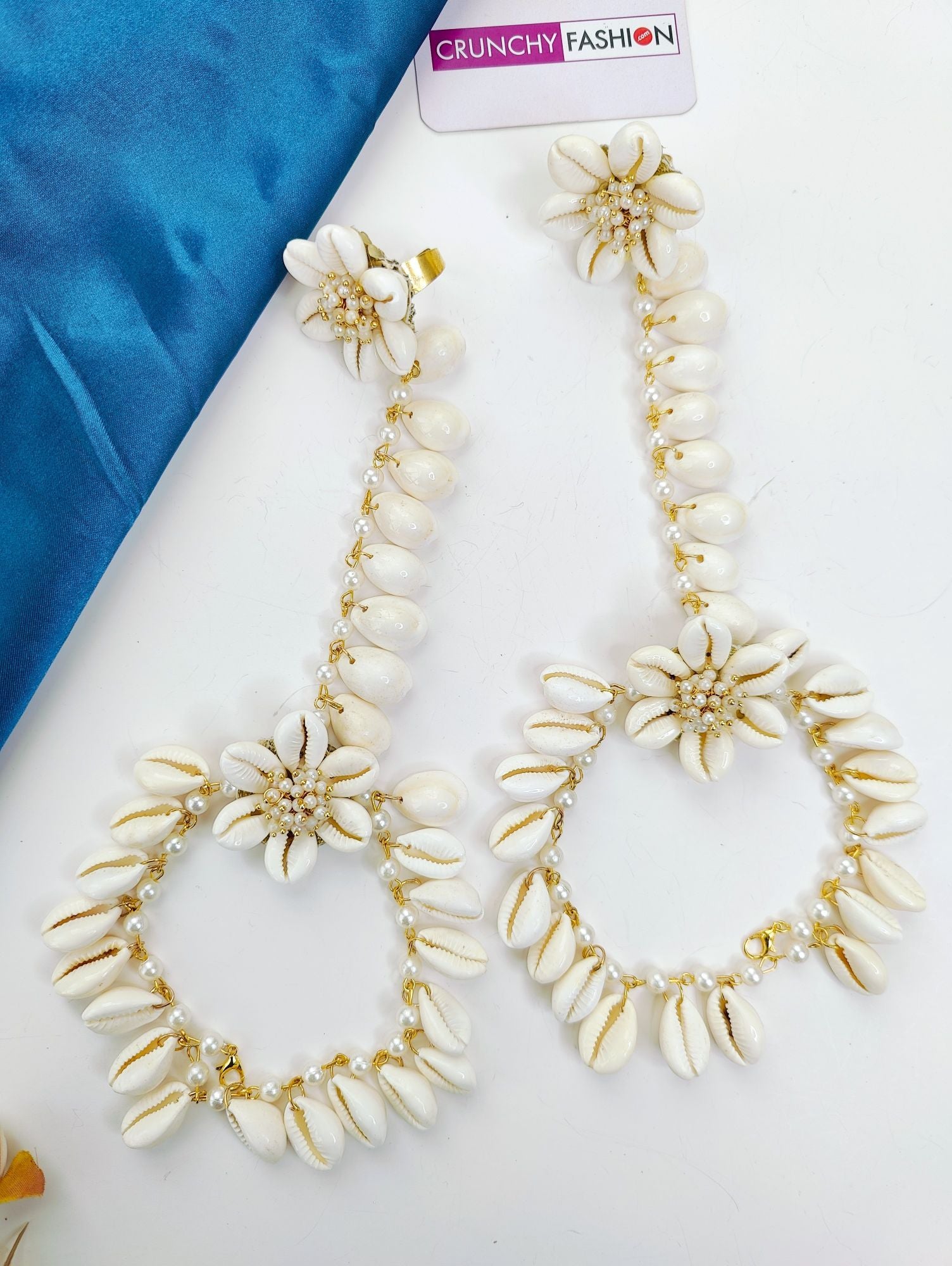 Haldi Mehndi Pearl & Sea Shell Flower Jewellery Set