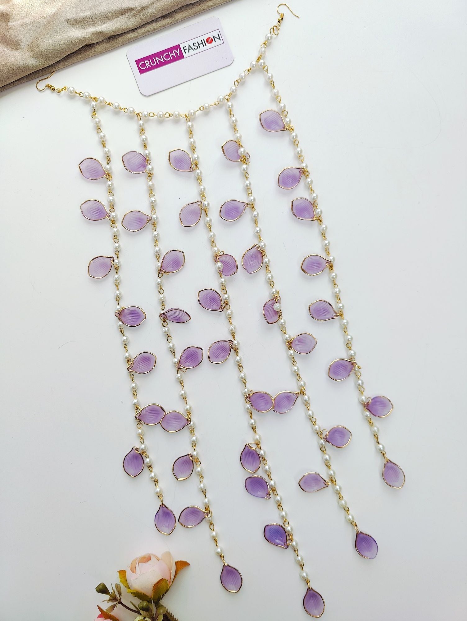Elegant Lavender Floral Acrylic Hair Accessory for Fashionable Haldi and Wedding Celebrations
