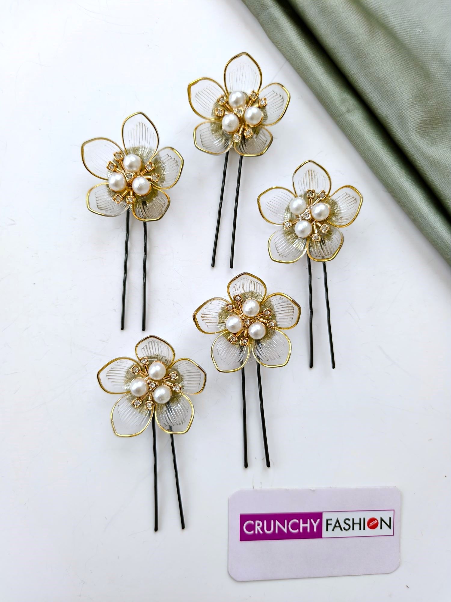 multicolored acrylic floral hair pin head chain for wedding haldi