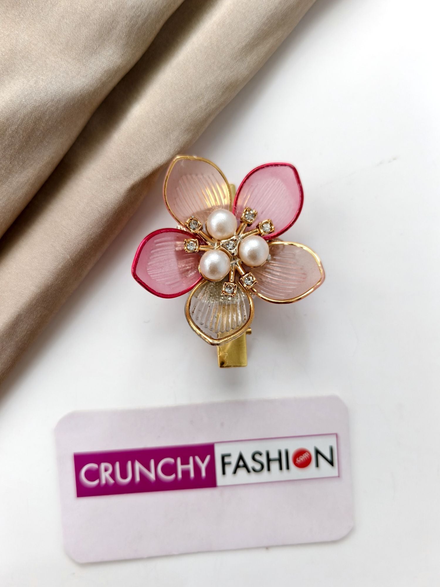 shade of pink floral hair clip for wedding, acrylic hair accessories
