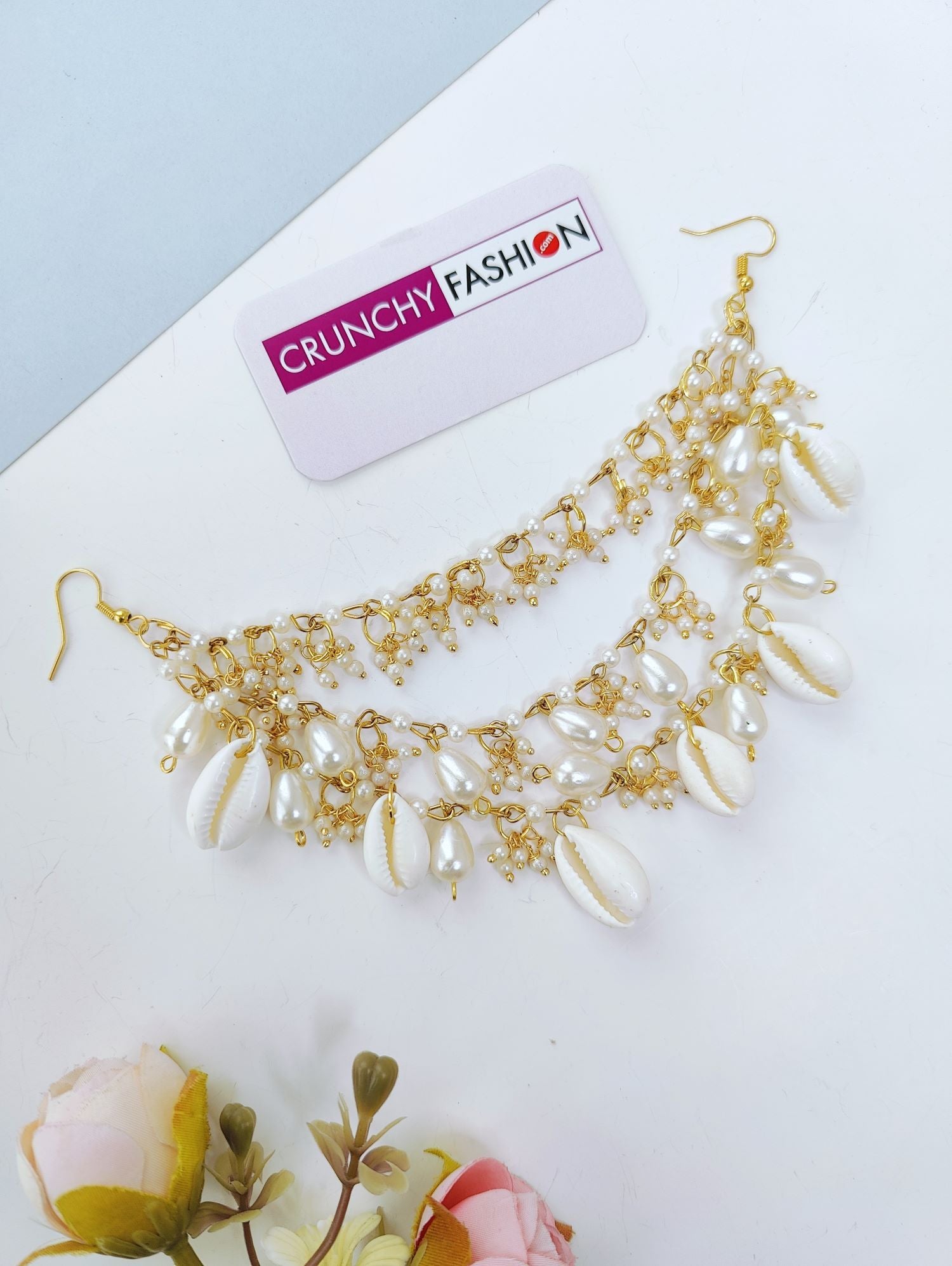 sea shell hair accessories for wedding and open hair, Indian bride