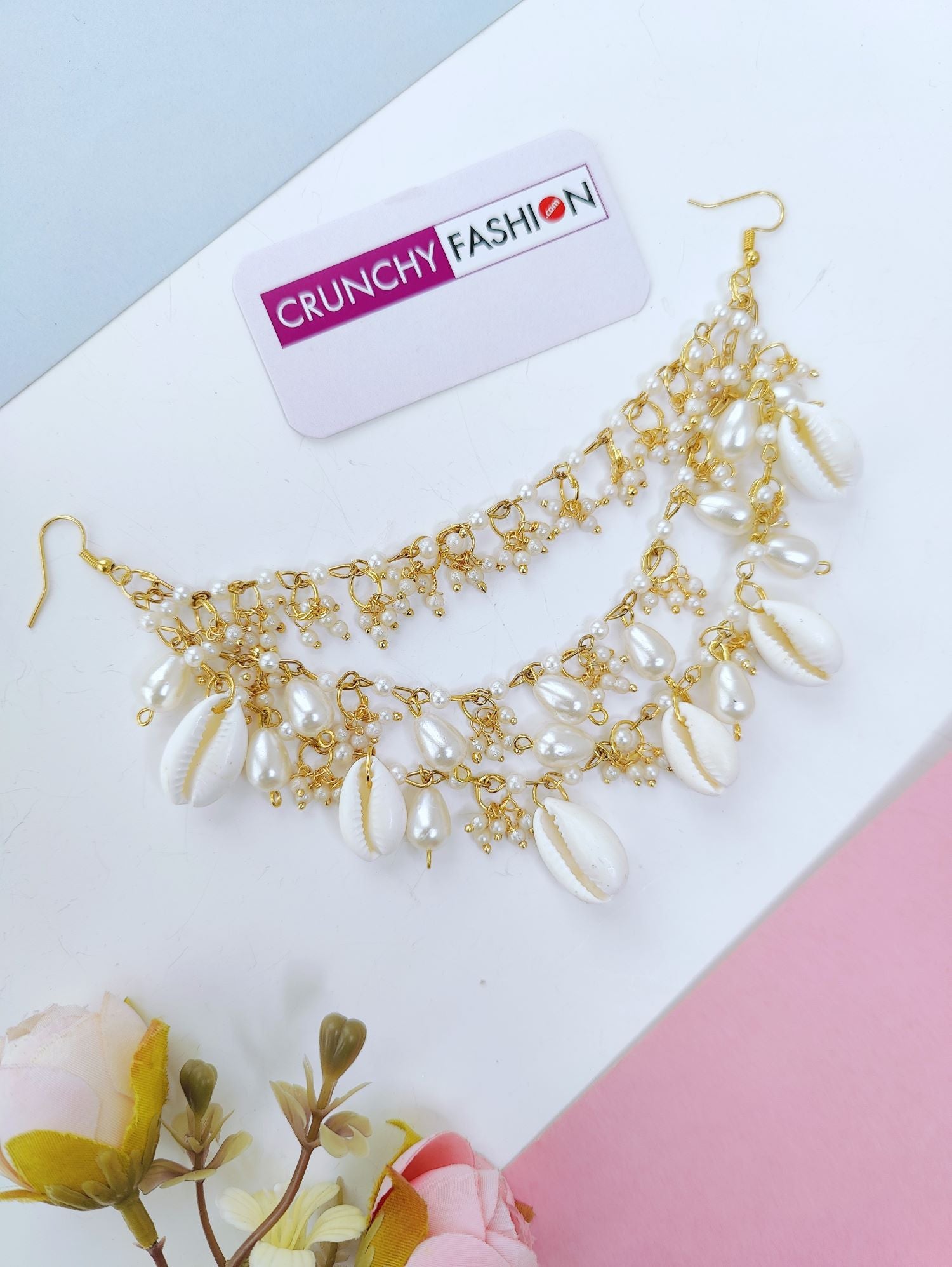 sea shell hair accessories for wedding and open hair, Indian bride