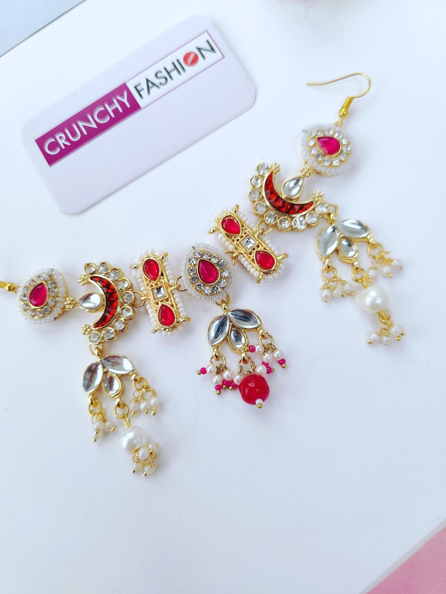Maroon pink kundan hair accessory, handmade haldi mehndi jewellery
