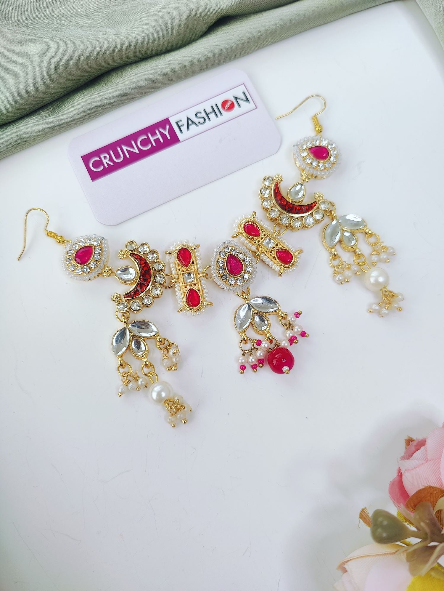 Maroon pink kundan hair accessory, handmade haldi mehndi jewellery