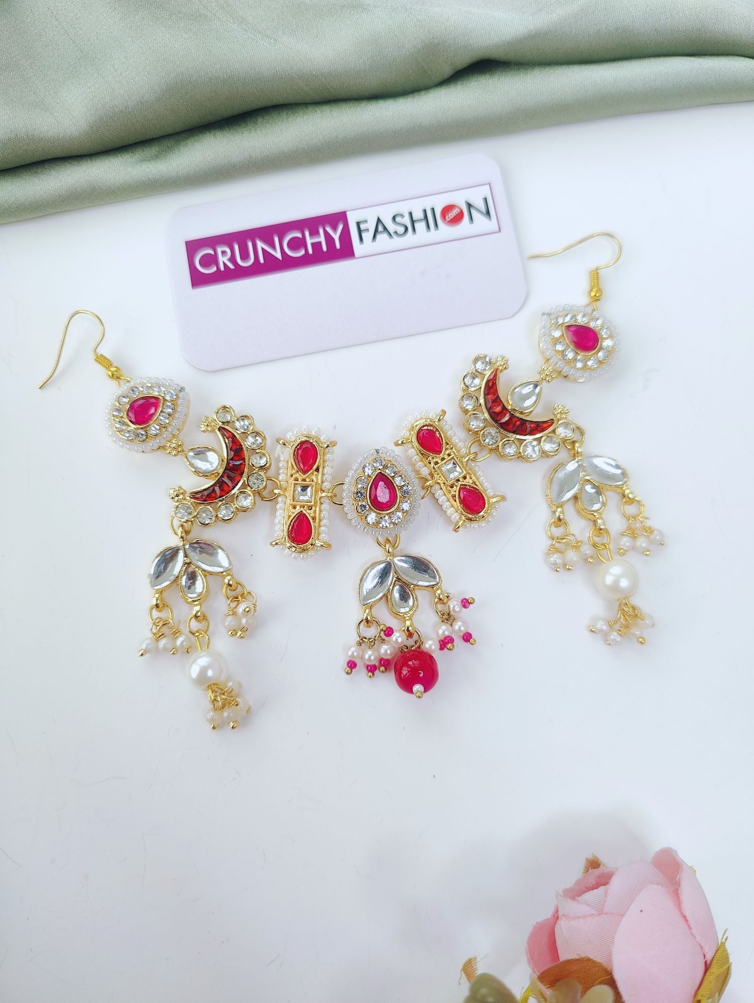 Maroon pink kundan hair accessory, handmade haldi mehndi jewellery