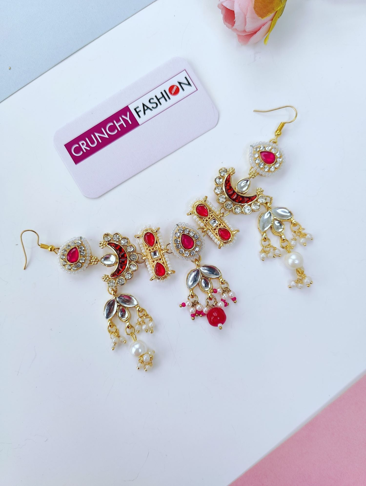 Maroon pink kundan hair accessory, handmade haldi mehndi jewellery