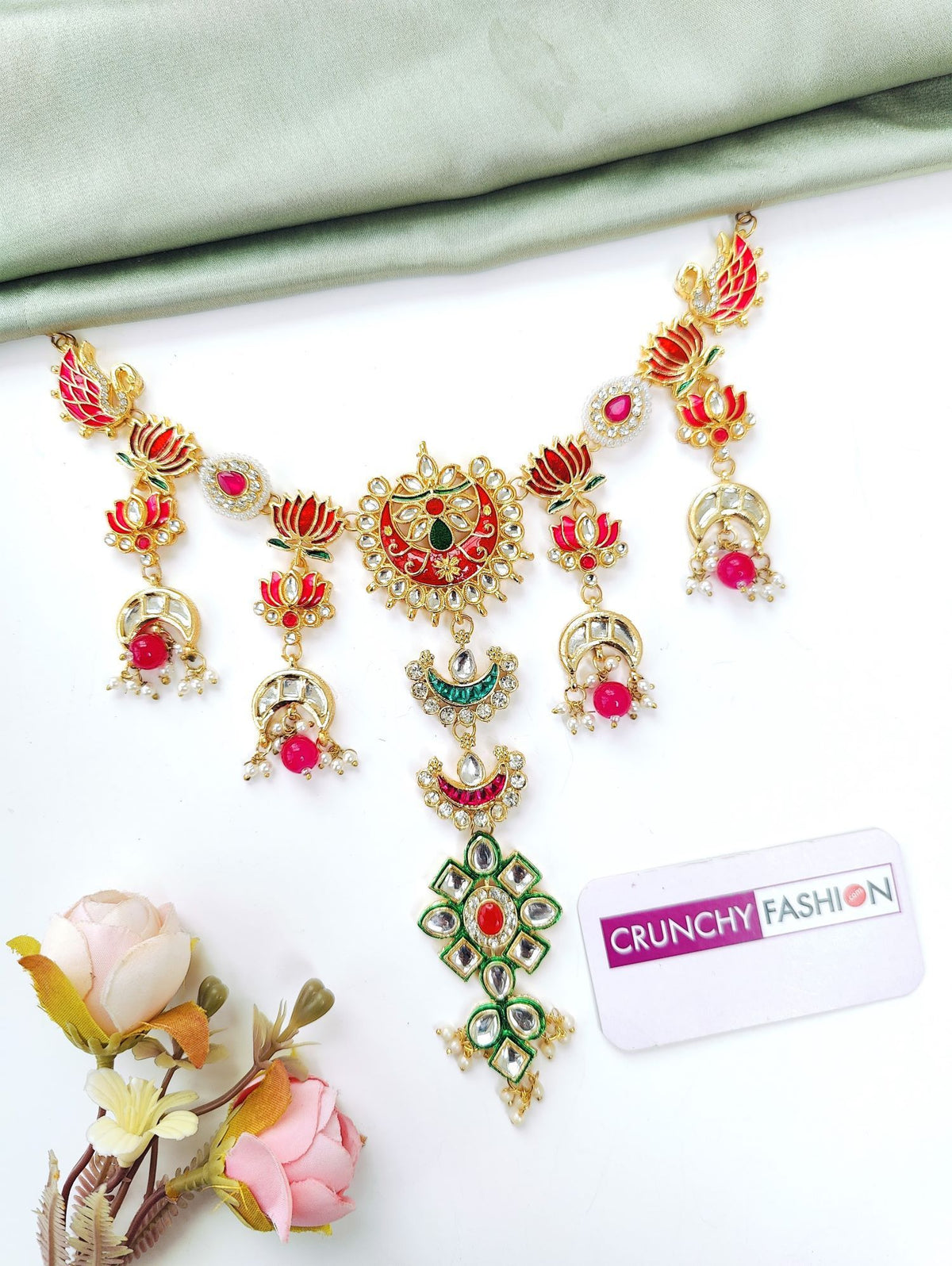 Floral kundan hair accessory with pearls, bridal haldi mehndi jewellery