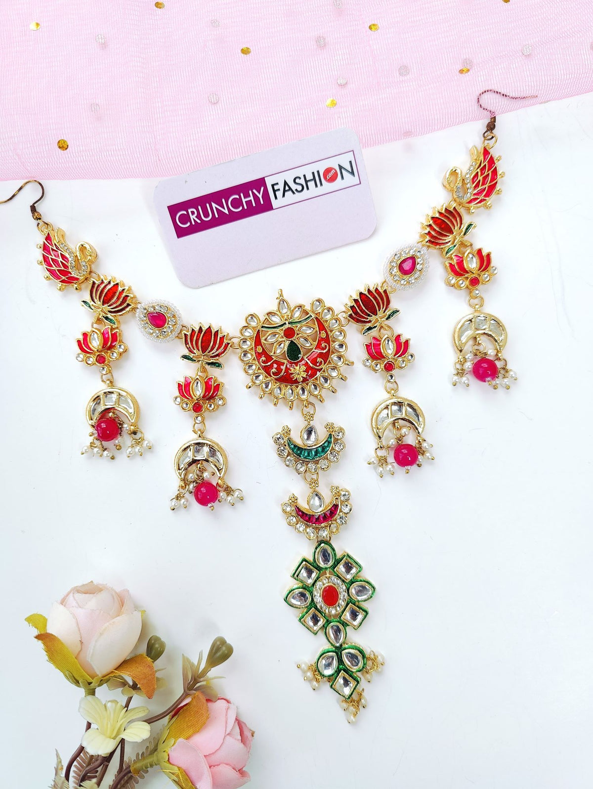 Floral kundan hair accessory with pearls, bridal haldi mehndi jewellery