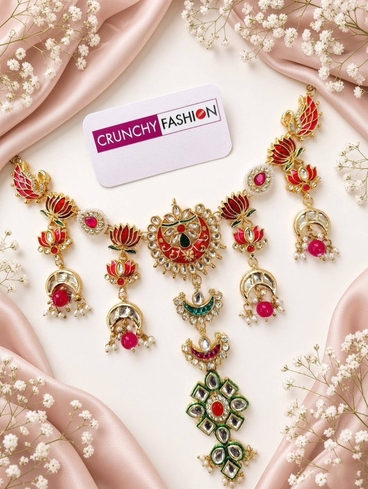 Floral kundan hair accessory with pearls, bridal haldi mehndi jewellery