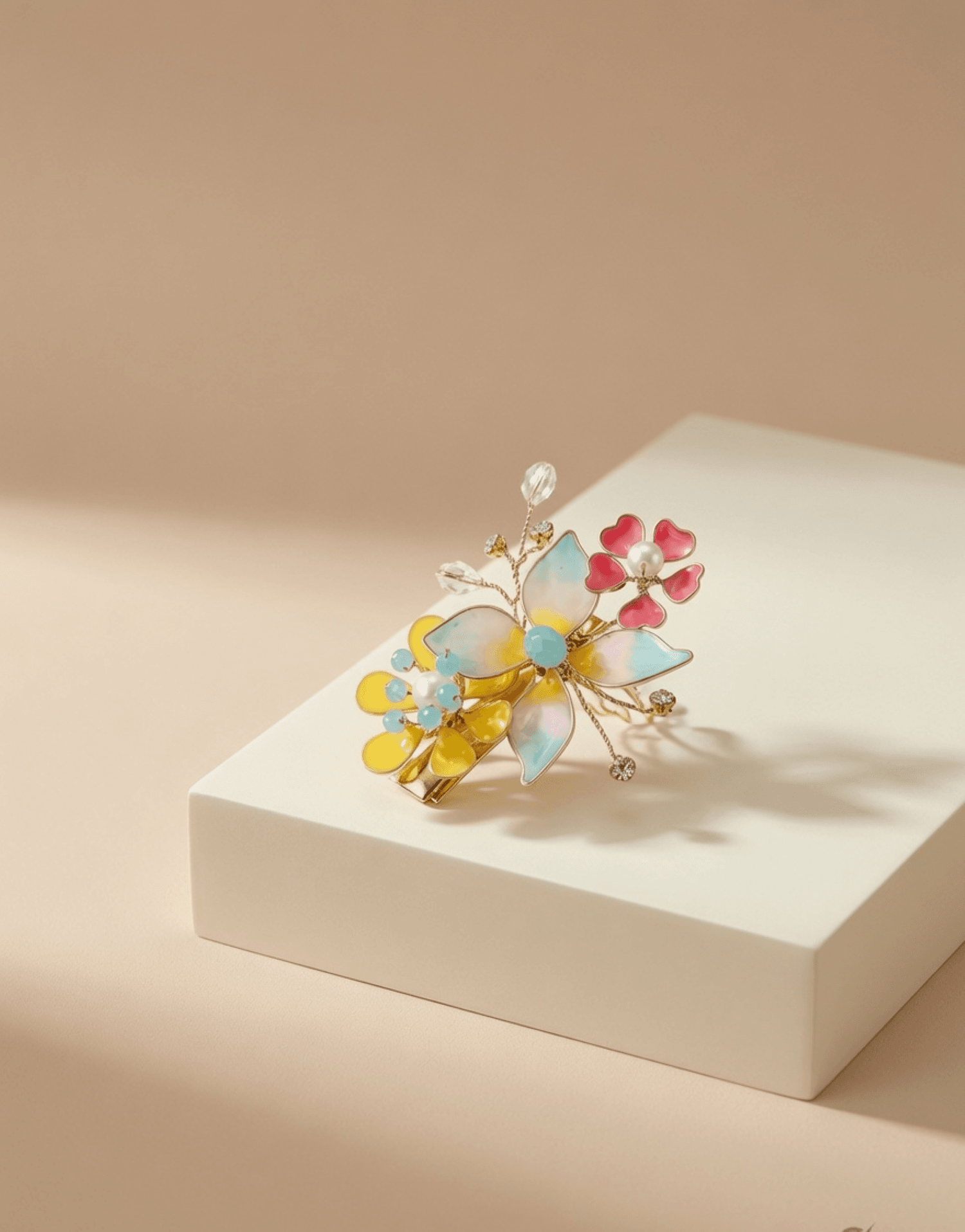 multicolor resin floral hair clip, handmade lightweight jewellery